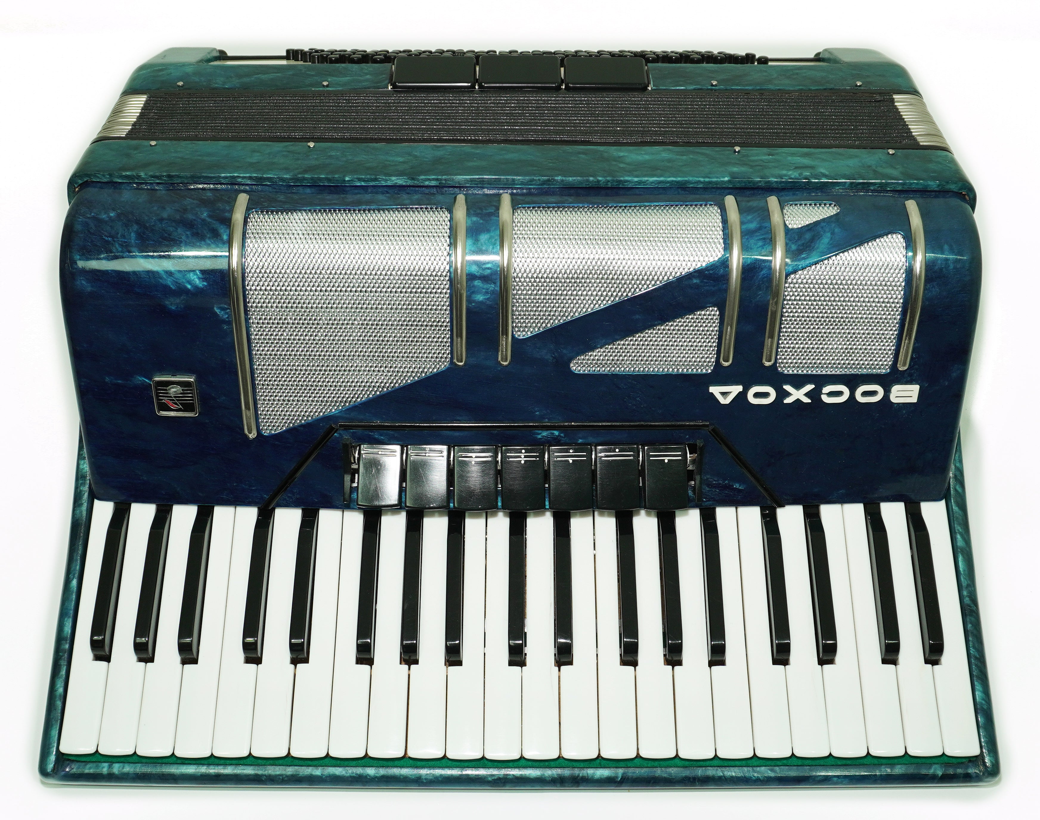 Russisches Akkordeon Vintage Pianoakkordeon Woschod 120 Bassknöpfe, mit neuen Riemen, Tasten sowjetisches Akkordeon, 2684