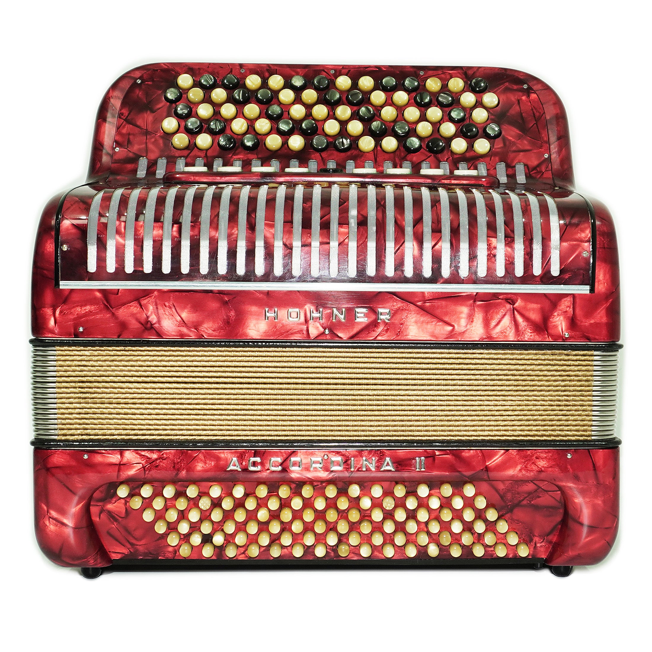 Vintage Hohner Accordina II C Griff Button Accordion 96 Bass, made in Germany, with New Straps and Hard Case, Original Accordeone de Botones, 2686