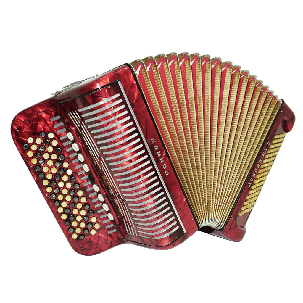 Vintage Hohner Accordina II C Griff Button Accordion 96 Bass, made in Germany, with New Straps and Hard Case, Original Accordeone de Botones, 2686