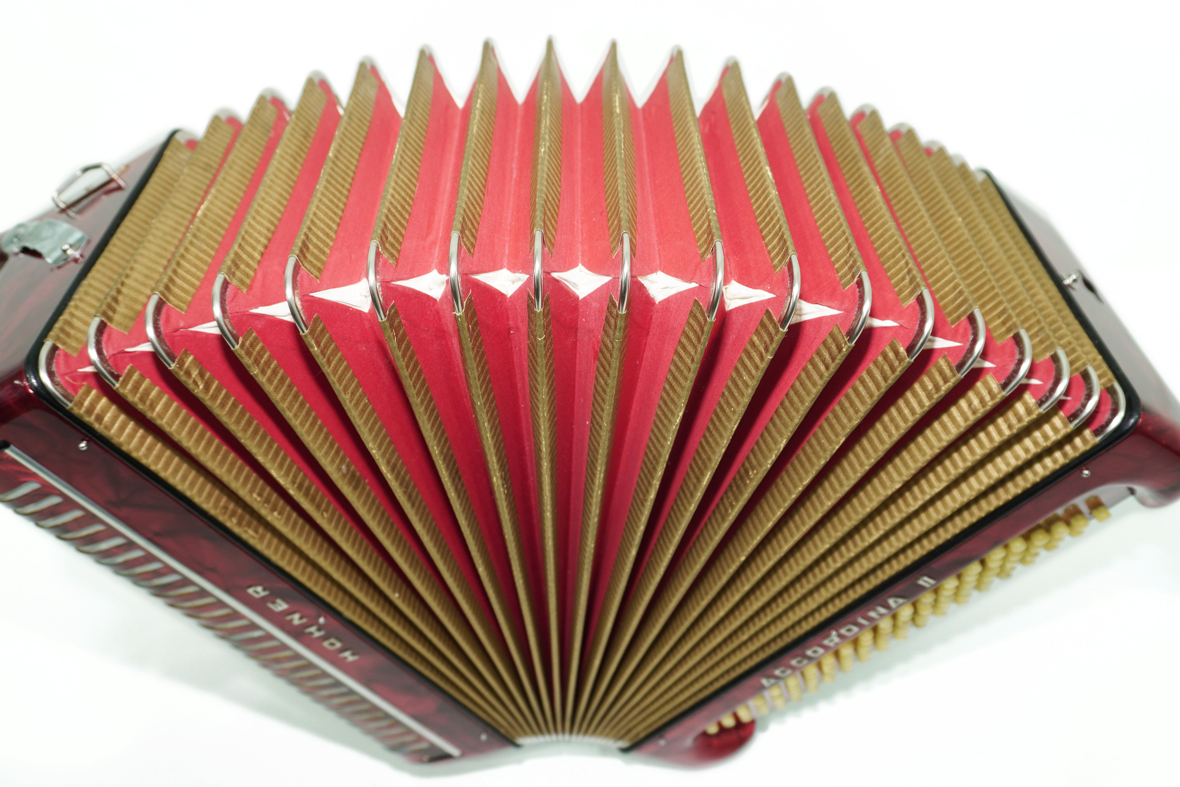 Vintage Hohner Accordina II C Griff Button Accordion 96 Bass, made in Germany, with New Straps and Hard Case, Original Accordeone de Botones, 2686