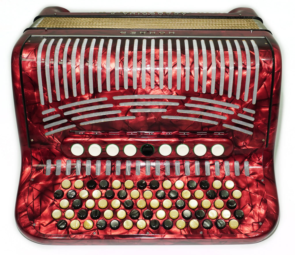 Vintage Hohner Accordina II C Griff Button Accordion 96 Bass, made in Germany, with New Straps and Hard Case, Original Accordeone de Botones, 2686