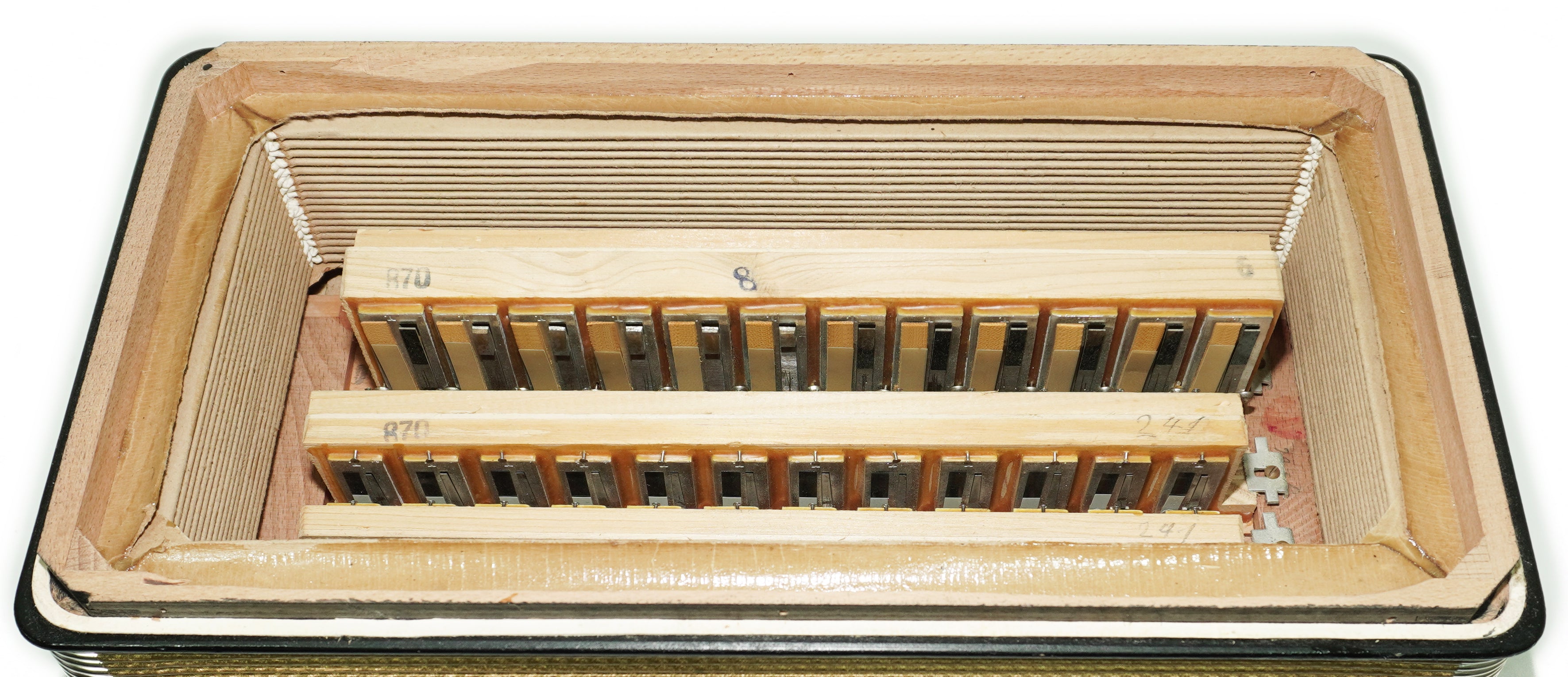 Vintage Hohner Accordina II C Griff Button Accordion 96 Bass, made in Germany, with New Straps and Hard Case, Original Accordeone de Botones, 2686