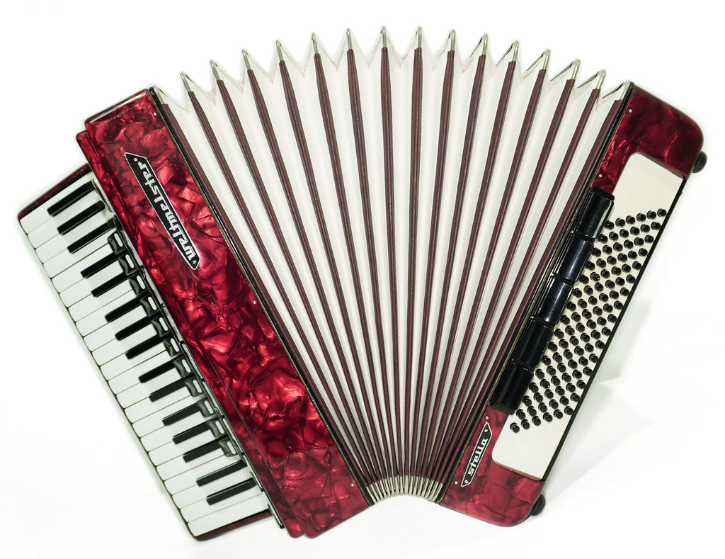 Weltmeister Stella Accordion 96 Bass, German Accordian Instrument, New Straps and Soft Case for Gift, Original Keyboard Piano Acordeone, 2688