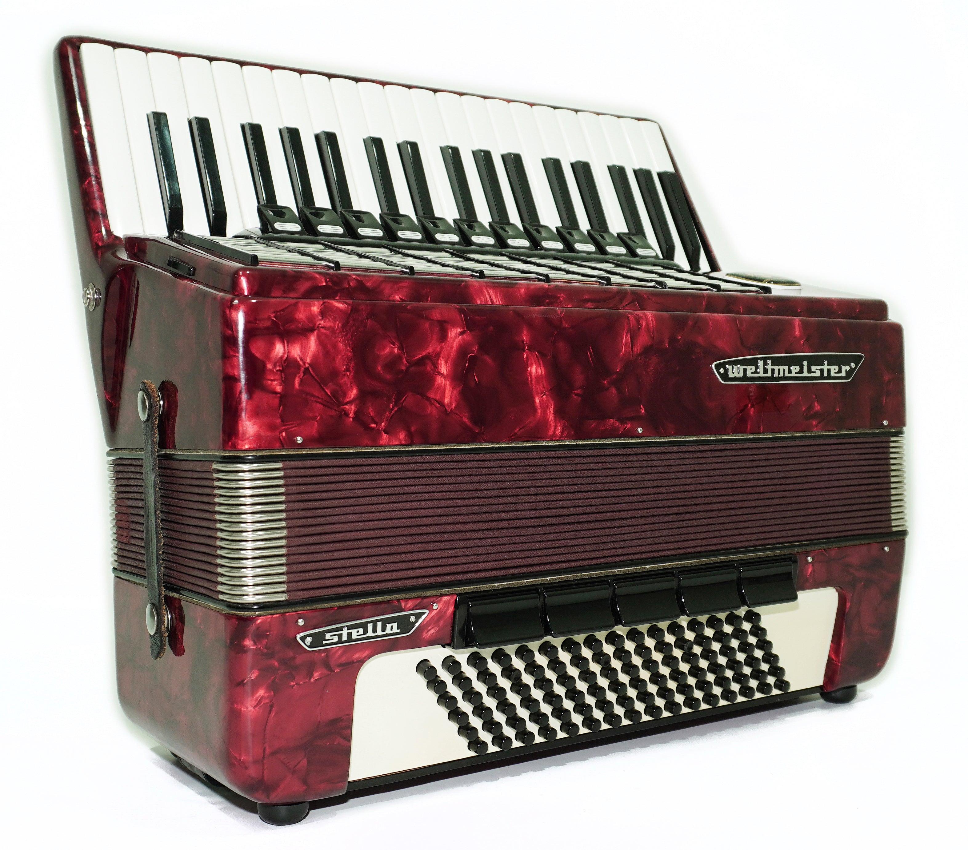 Weltmeister Stella Accordion 96 Bass, German Accordian Instrument, New Straps and Soft Case for Gift, Original Keyboard Piano Acordeone, 2688