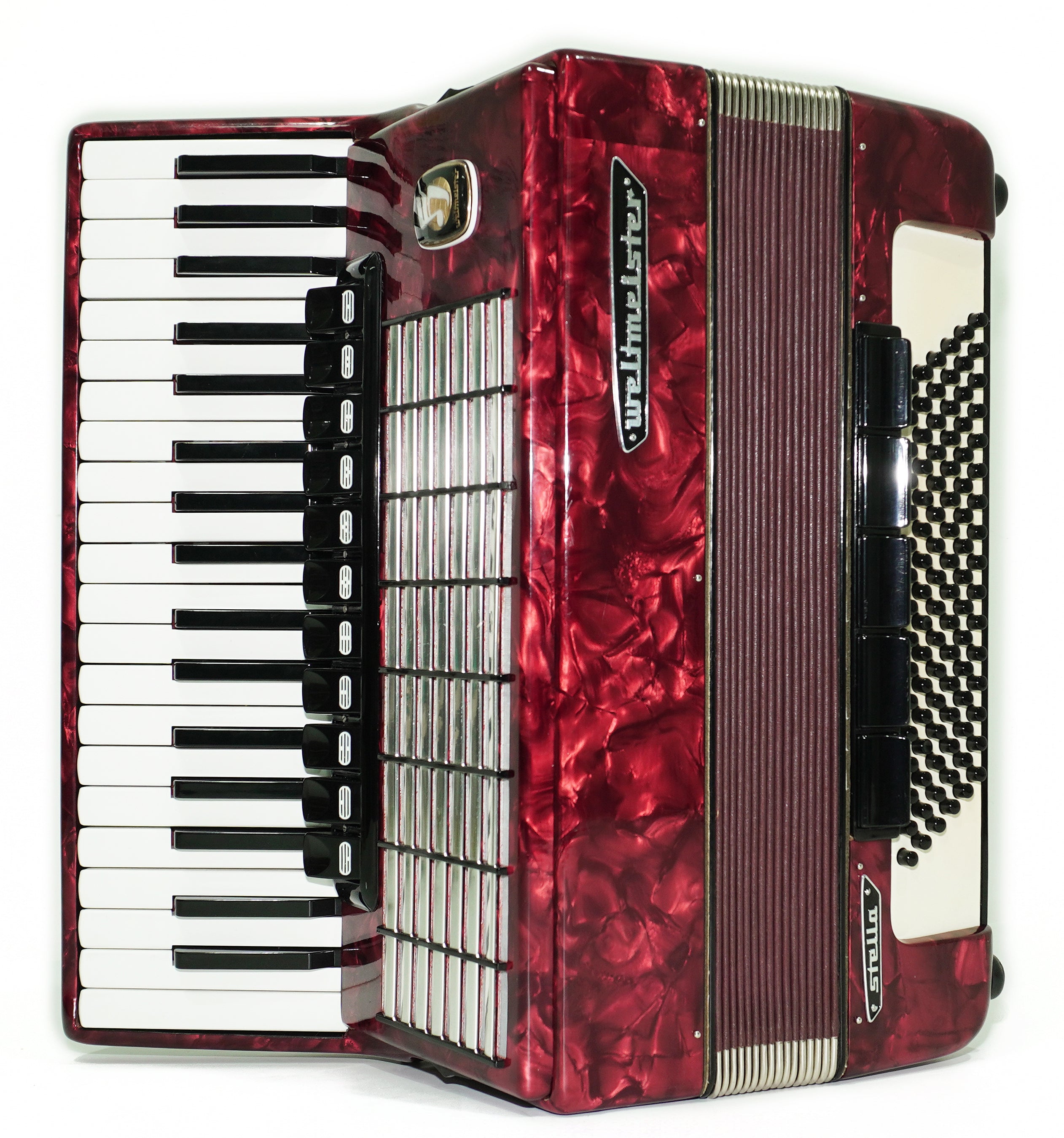 Weltmeister Stella Accordion 96 Bass, German Accordian Instrument, New Straps and Soft Case for Gift, Original Keyboard Piano Acordeone, 2688