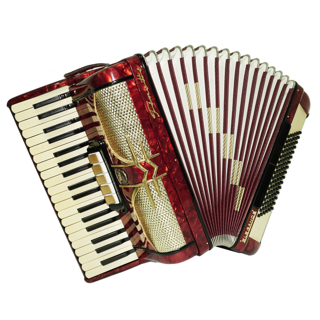 Akkordeon Firotti Elegance 96 Bässe, hergestellt in Deutschland, Pianoakkordeon, Riemen und Hartschalenkoffer, 2695