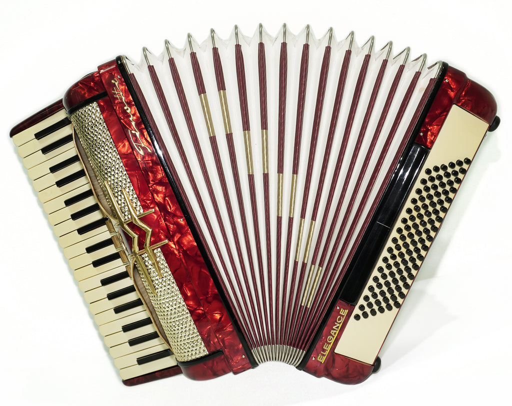 Akkordeon Firotti Elegance 96 Bässe, hergestellt in Deutschland, Pianoakkordeon, Riemen und Hartschalenkoffer, 2695