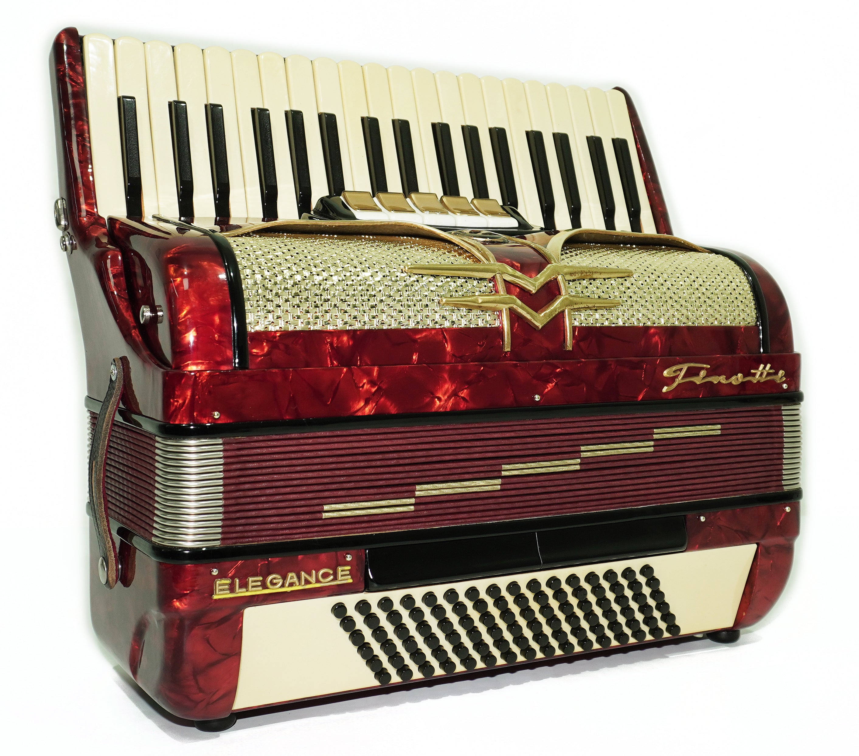 Accordion Firotti Elegance 96 Bass, made in Germany Piano Accordian, Straps and Hard Case, 2695
