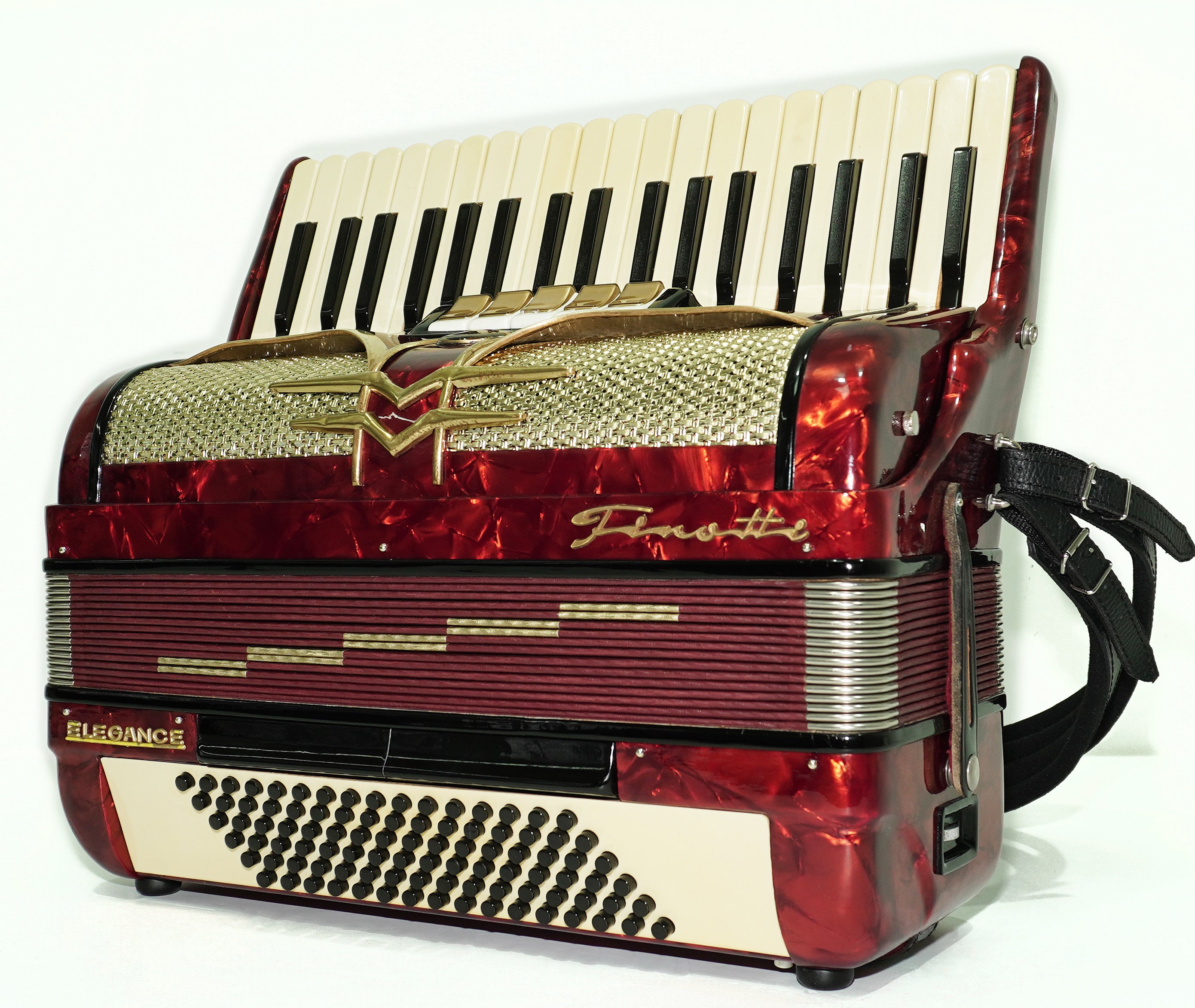 Akkordeon Firotti Elegance 96 Bässe, hergestellt in Deutschland, Pianoakkordeon, Riemen und Hartschalenkoffer, 2695