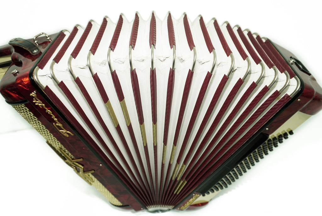 Akkordeon Firotti Elegance 96 Bässe, hergestellt in Deutschland, Pianoakkordeon, Riemen und Hartschalenkoffer, 2695