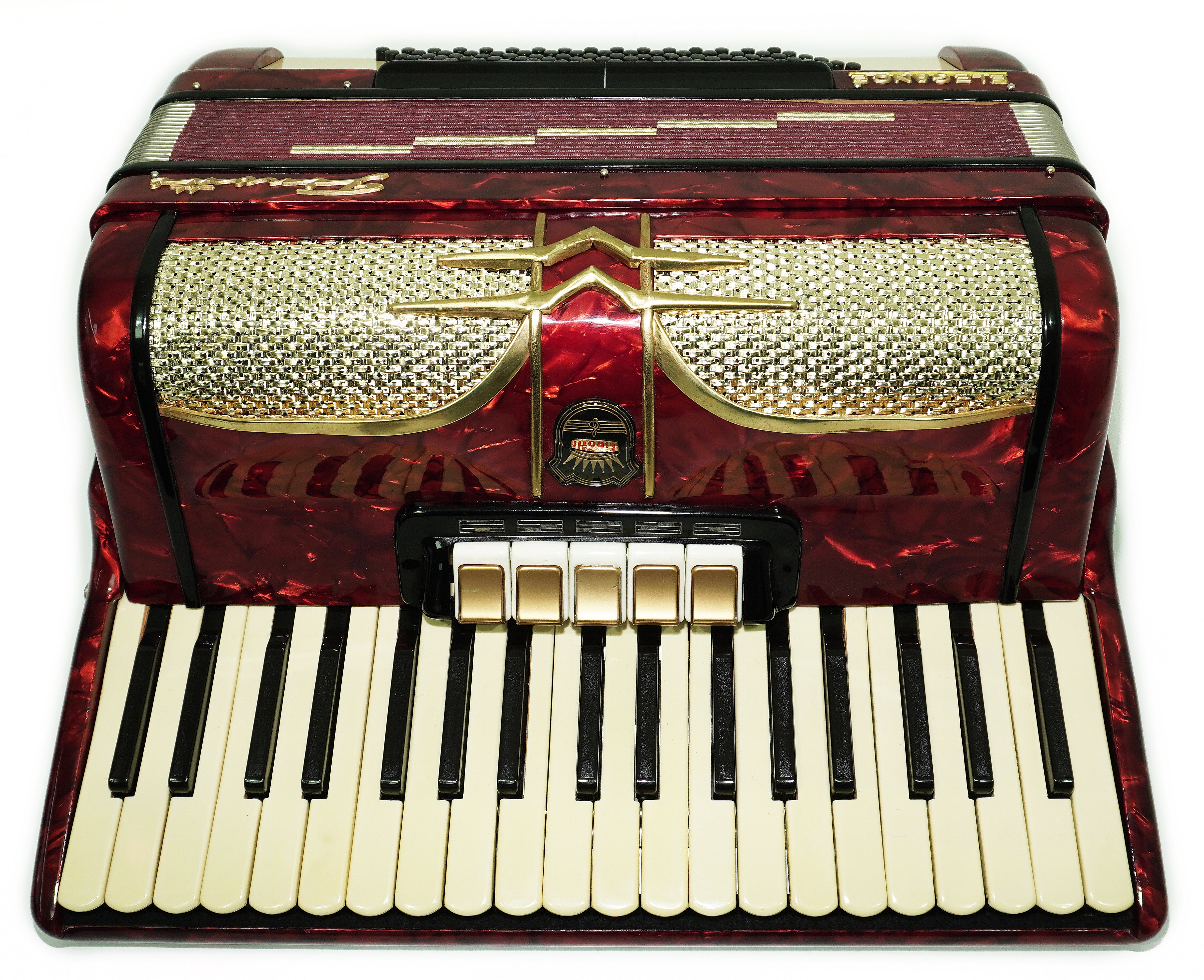 Akkordeon Firotti Elegance 96 Bässe, hergestellt in Deutschland, Pianoakkordeon, Riemen und Hartschalenkoffer, 2695