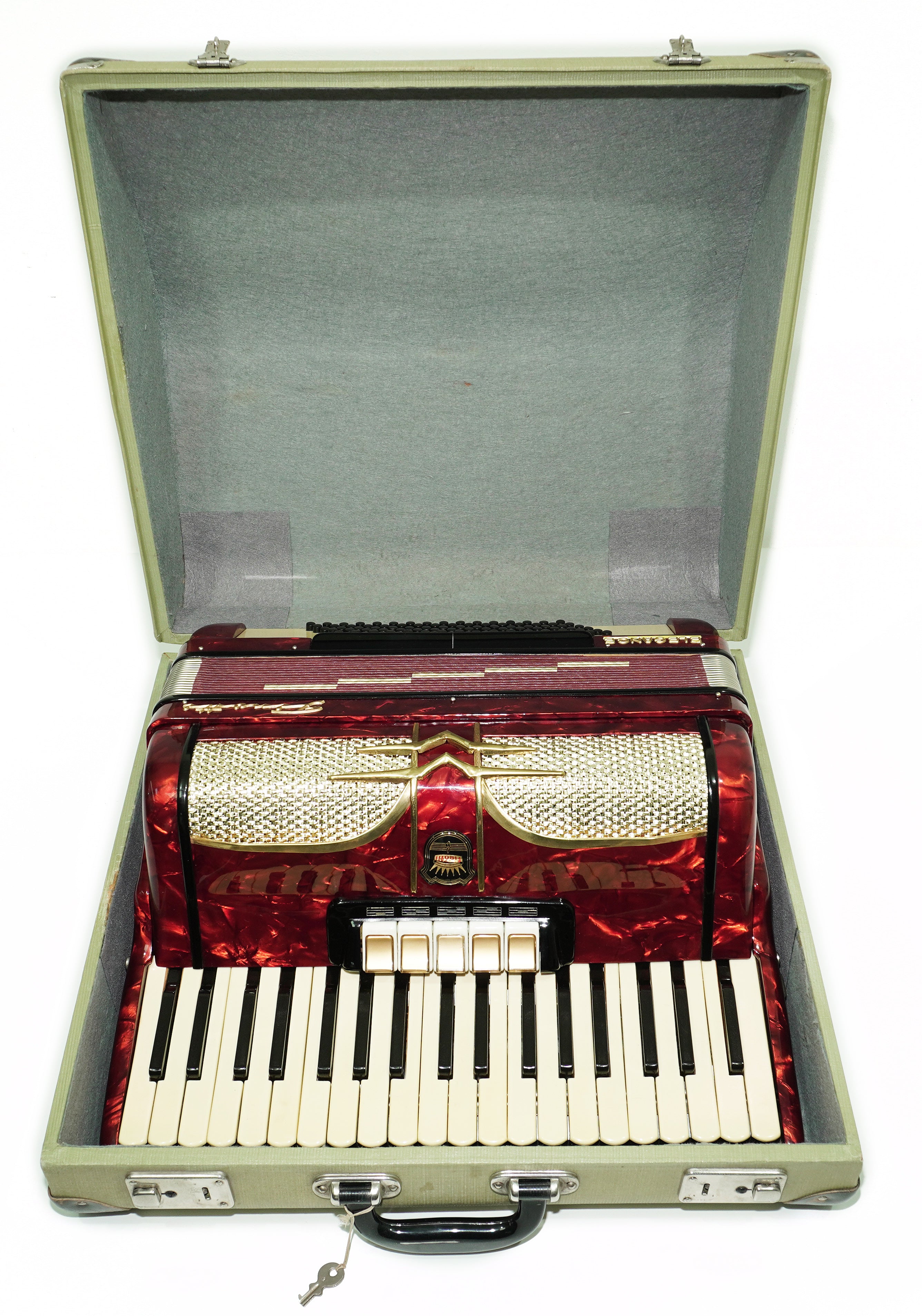 Akkordeon Firotti Elegance 96 Bässe, hergestellt in Deutschland, Pianoakkordeon, Riemen und Hartschalenkoffer, 2695