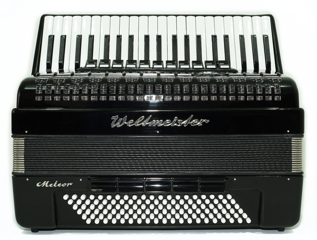 Close to New! Full Size Weltmeister Meteor Accordion 120 bass made in Germany, Concert Piano Akkordeon for Adults, Straps and Hard Case, 2696