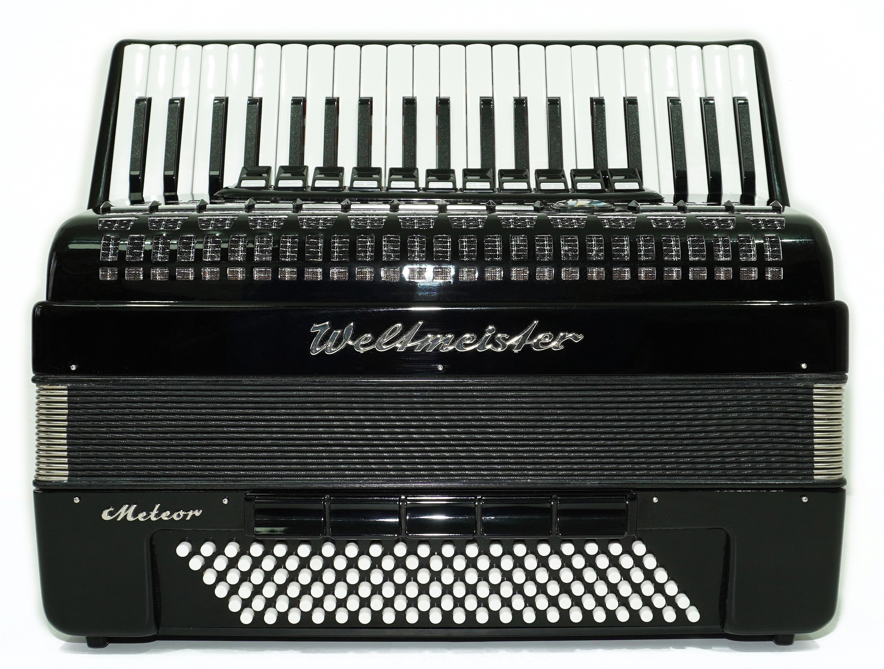 Close to New! Full Size Weltmeister Meteor Accordion 120 bass made in Germany, Concert Piano Akkordeon for Adults, Straps and Hard Case, 2696