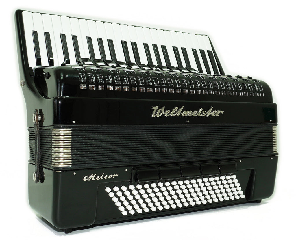 Close to New! Full Size Weltmeister Meteor Accordion 120 bass made in Germany, Concert Piano Akkordeon for Adults, Straps and Hard Case, 2696