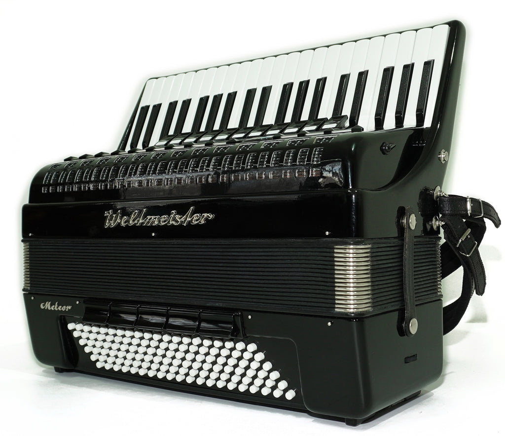 Close to New! Full Size Weltmeister Meteor Accordion 120 bass made in Germany, Concert Piano Akkordeon for Adults, Straps and Hard Case, 2696
