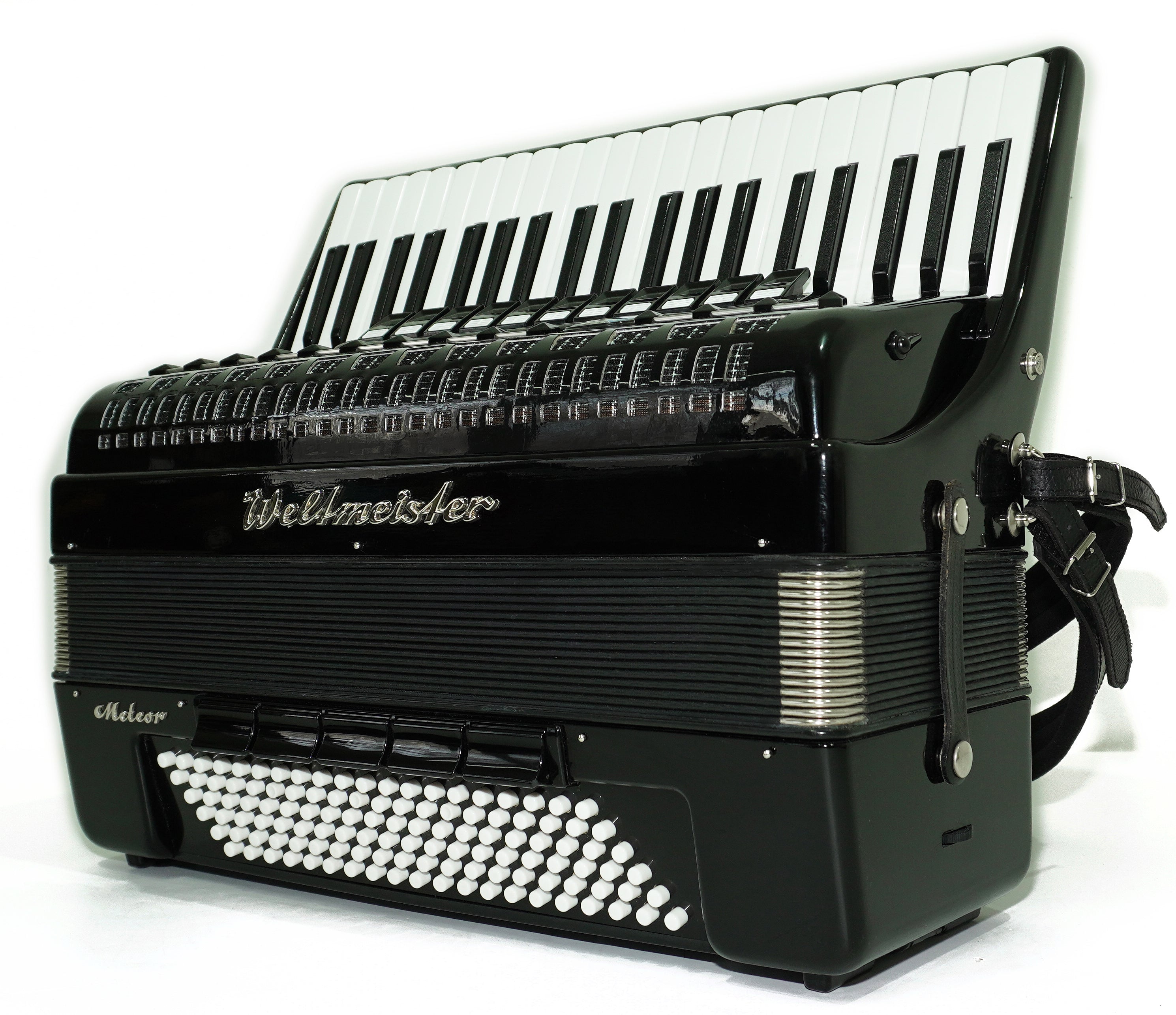 Close to New! Full Size Weltmeister Meteor Accordion 120 bass made in Germany, Concert Piano Akkordeon for Adults, Straps and Hard Case, 2696