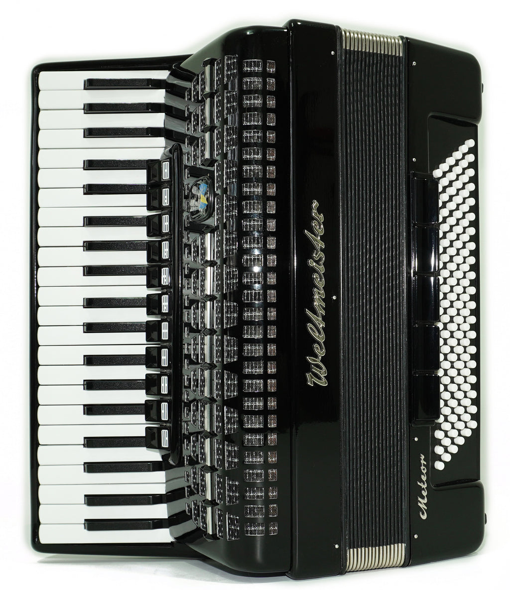 Close to New! Full Size Weltmeister Meteor Accordion 120 bass made in Germany, Concert Piano Akkordeon for Adults, Straps and Hard Case, 2696