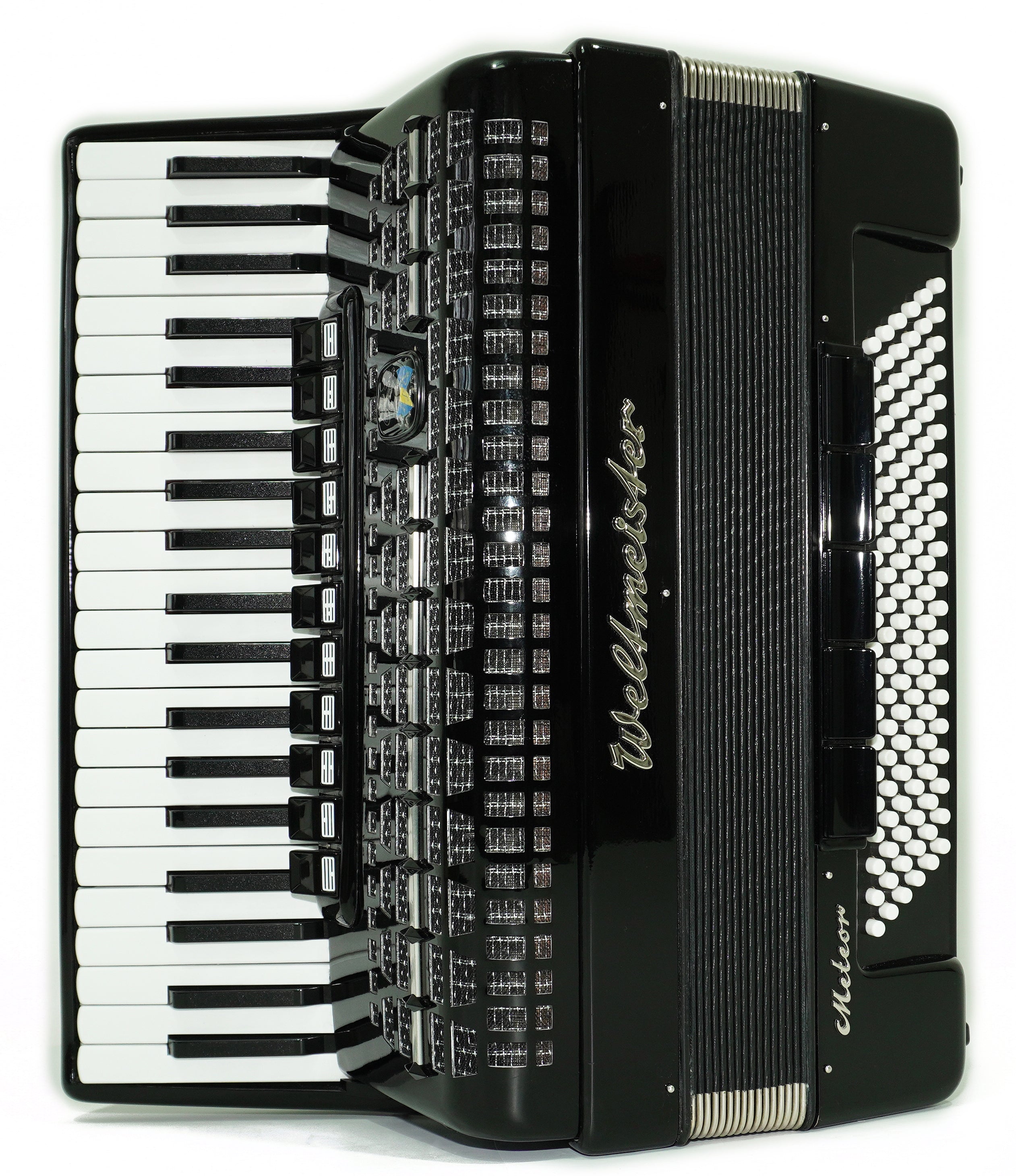 Close to New! Full Size Weltmeister Meteor Accordion 120 bass made in Germany, Concert Piano Akkordeon for Adults, Straps and Hard Case, 2696