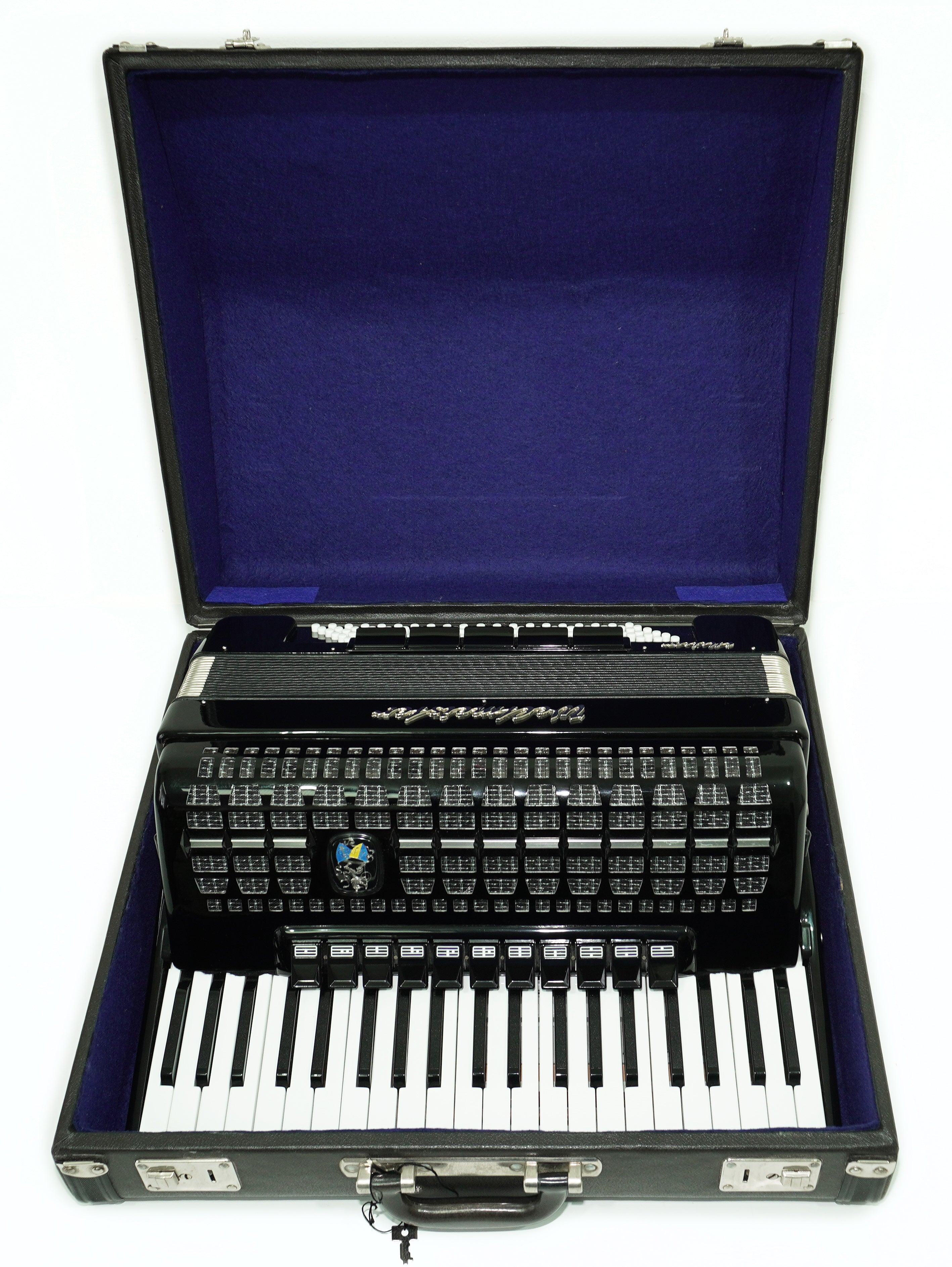 Close to New! Full Size Weltmeister Meteor Accordion 120 bass made in Germany, Concert Piano Akkordeon for Adults, Straps and Hard Case, 2696