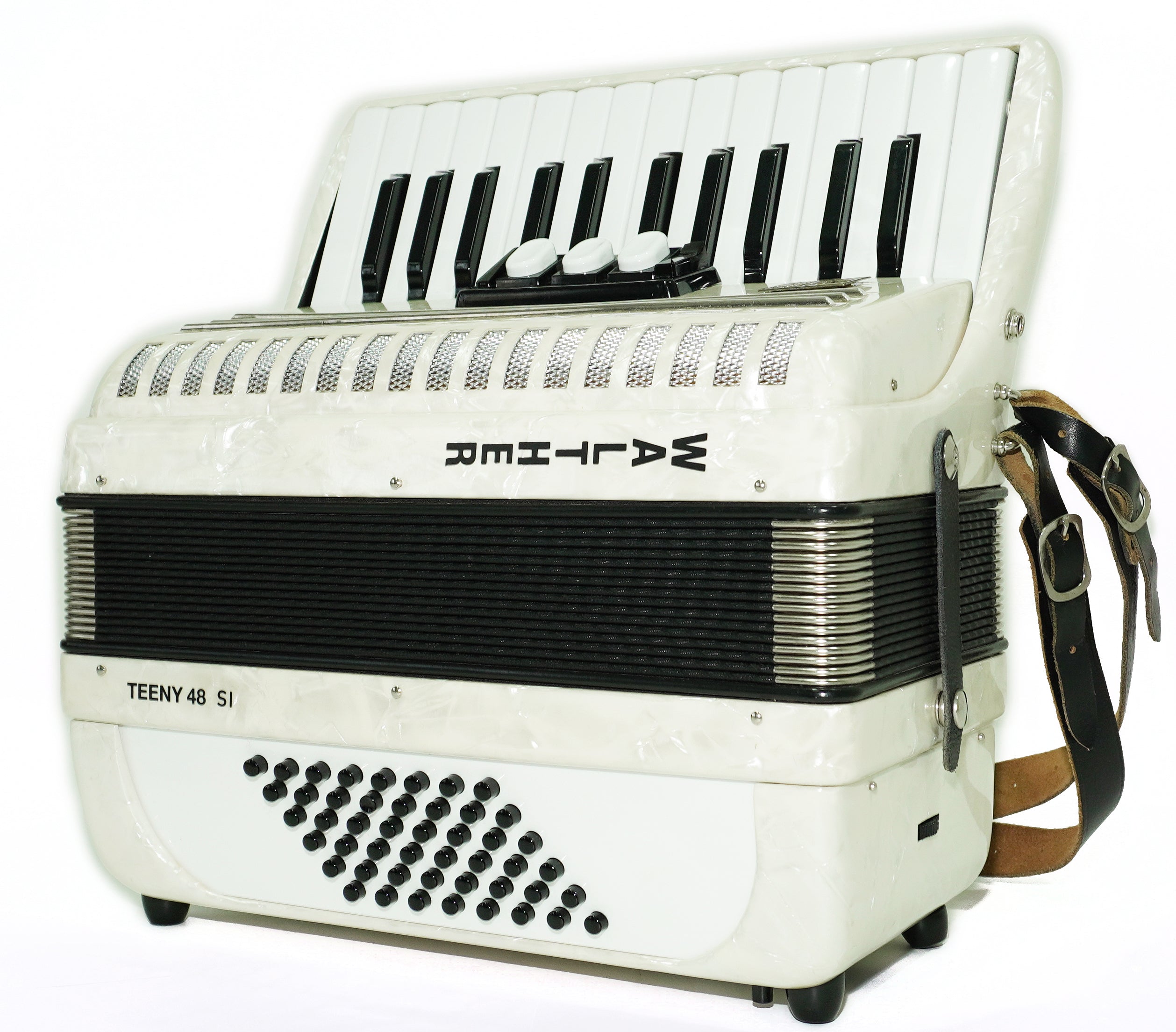 Close to New! Walther Teeny 48 Bass Lightweight Piano Accordion, German Akkordeon for Beginners Children Kids, Straps, Hard Case, 2697