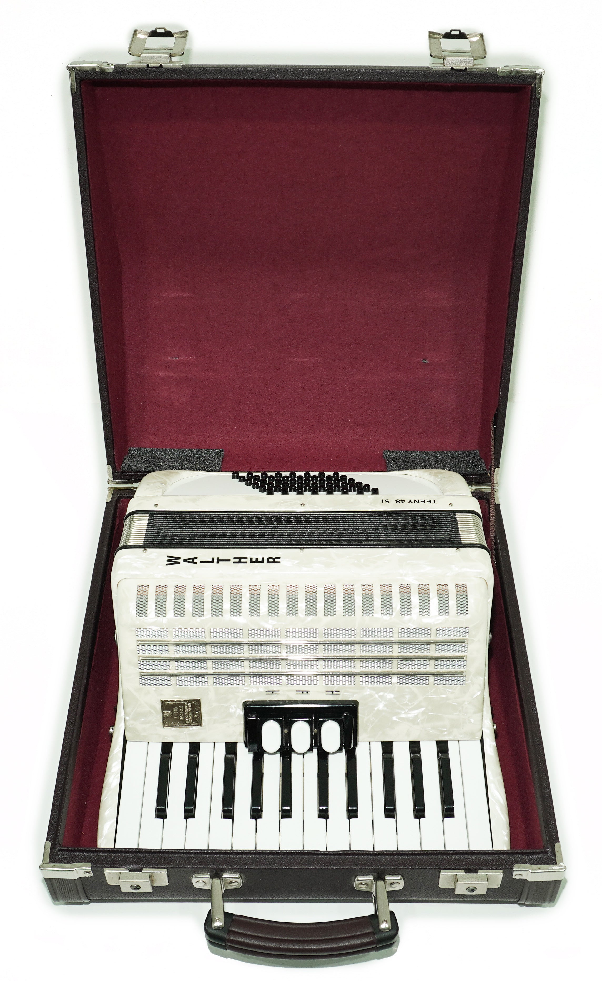 Close to New! Walther Teeny 48 Bass Lightweight Piano Accordion, German Akkordeon for Beginners Children Kids, Straps, Hard Case, 2697