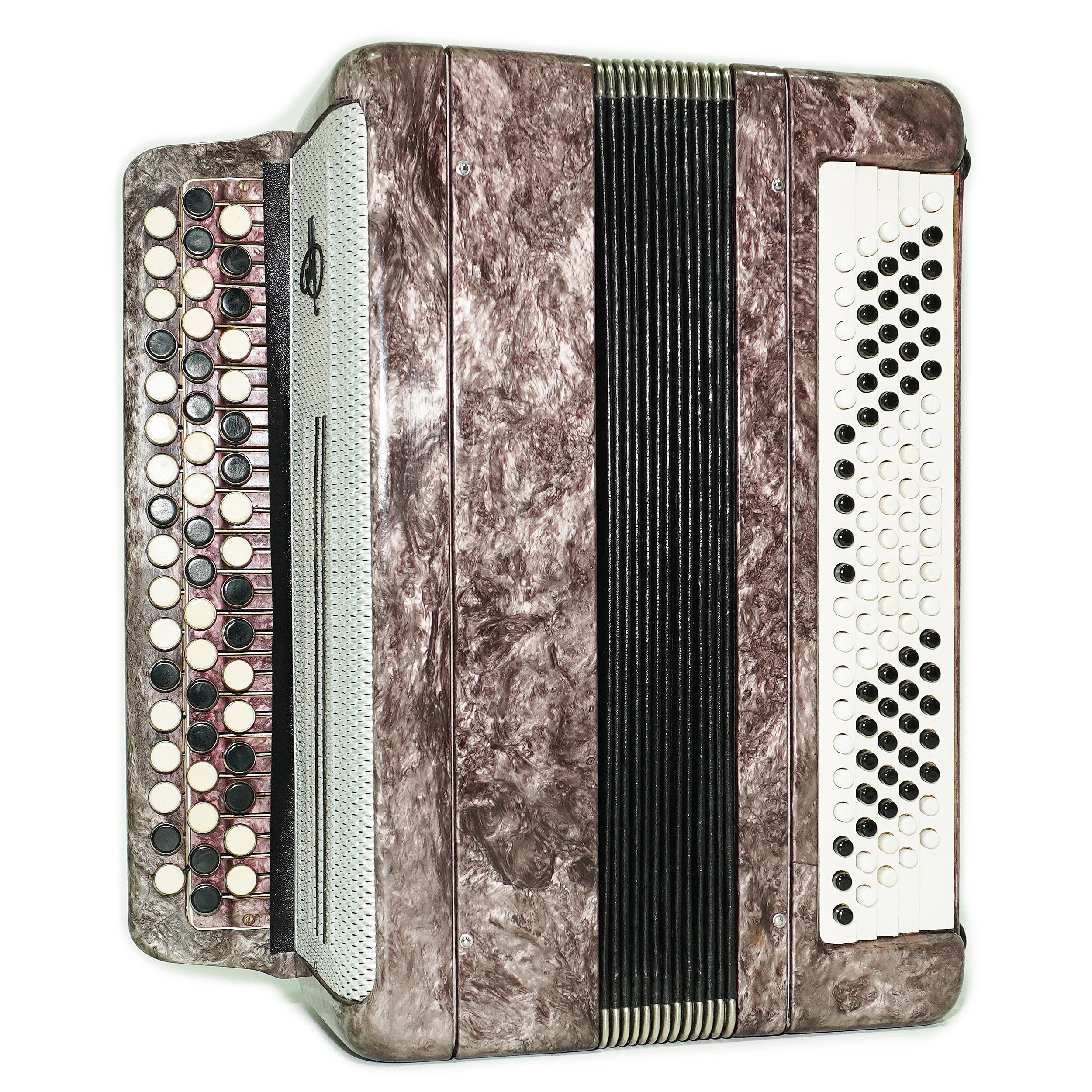 Tula Russian Bayan Tulskiy, 3 Row Chromatic Button Accordion, Vintage Music Box B System, New Straps and Soft Case, 2699
