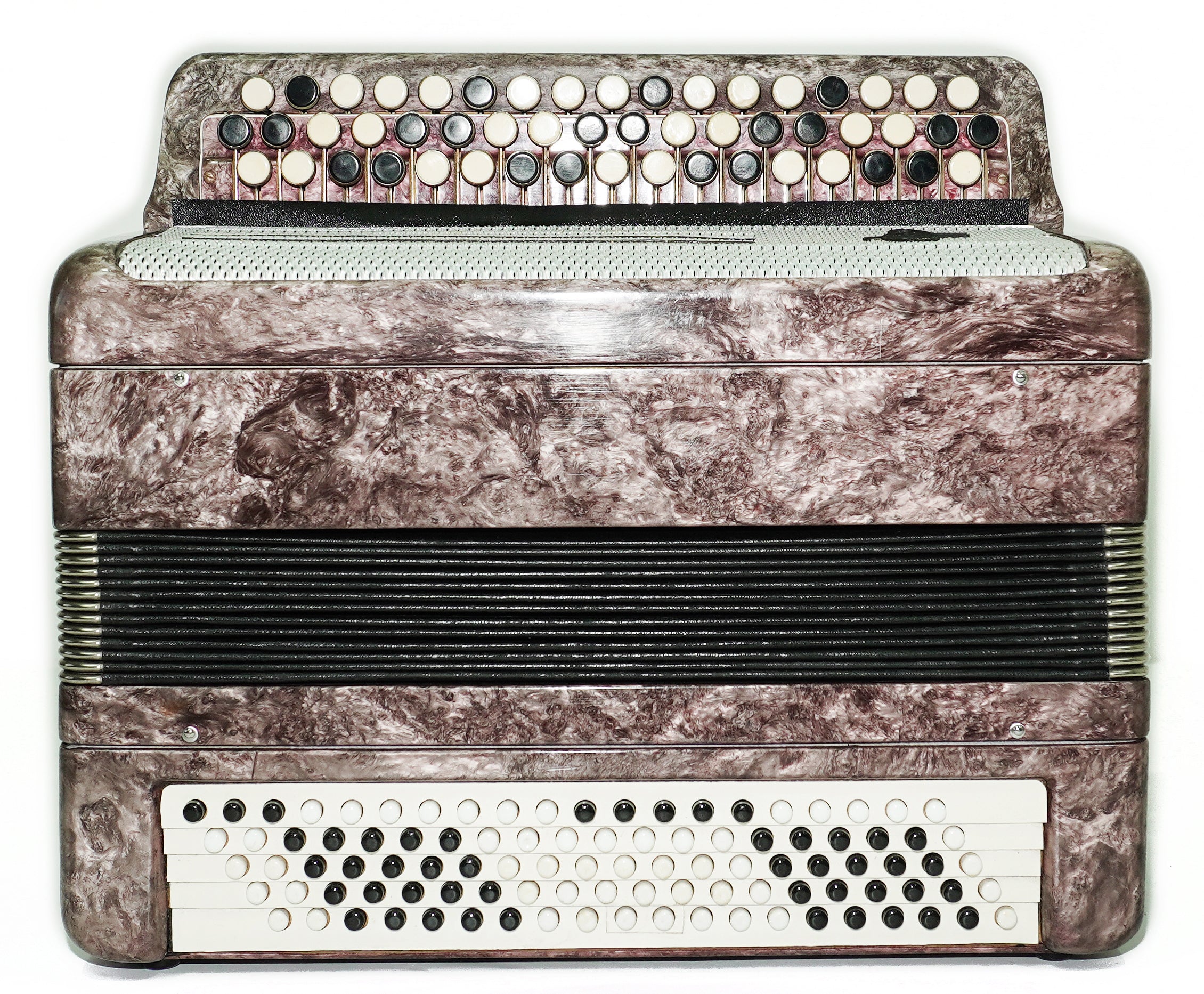 Tula Russian Bayan Tulskiy, 3 Row Chromatic Button Accordion, Vintage Music Box B System, New Straps and Soft Case, 2699