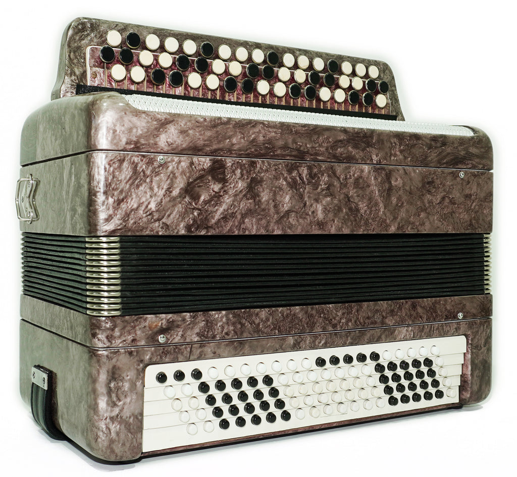 Tula Russian Bayan Tulskiy, 3 Row Chromatic Button Accordion, Vintage Music Box B System, New Straps and Soft Case, 2699