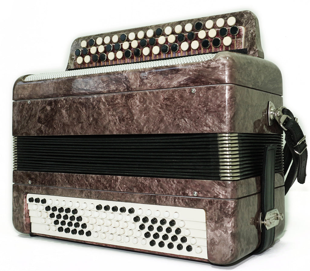 Tula Russian Bayan Tulskiy, 3 Row Chromatic Button Accordion, Vintage Music Box B System, New Straps and Soft Case, 2699
