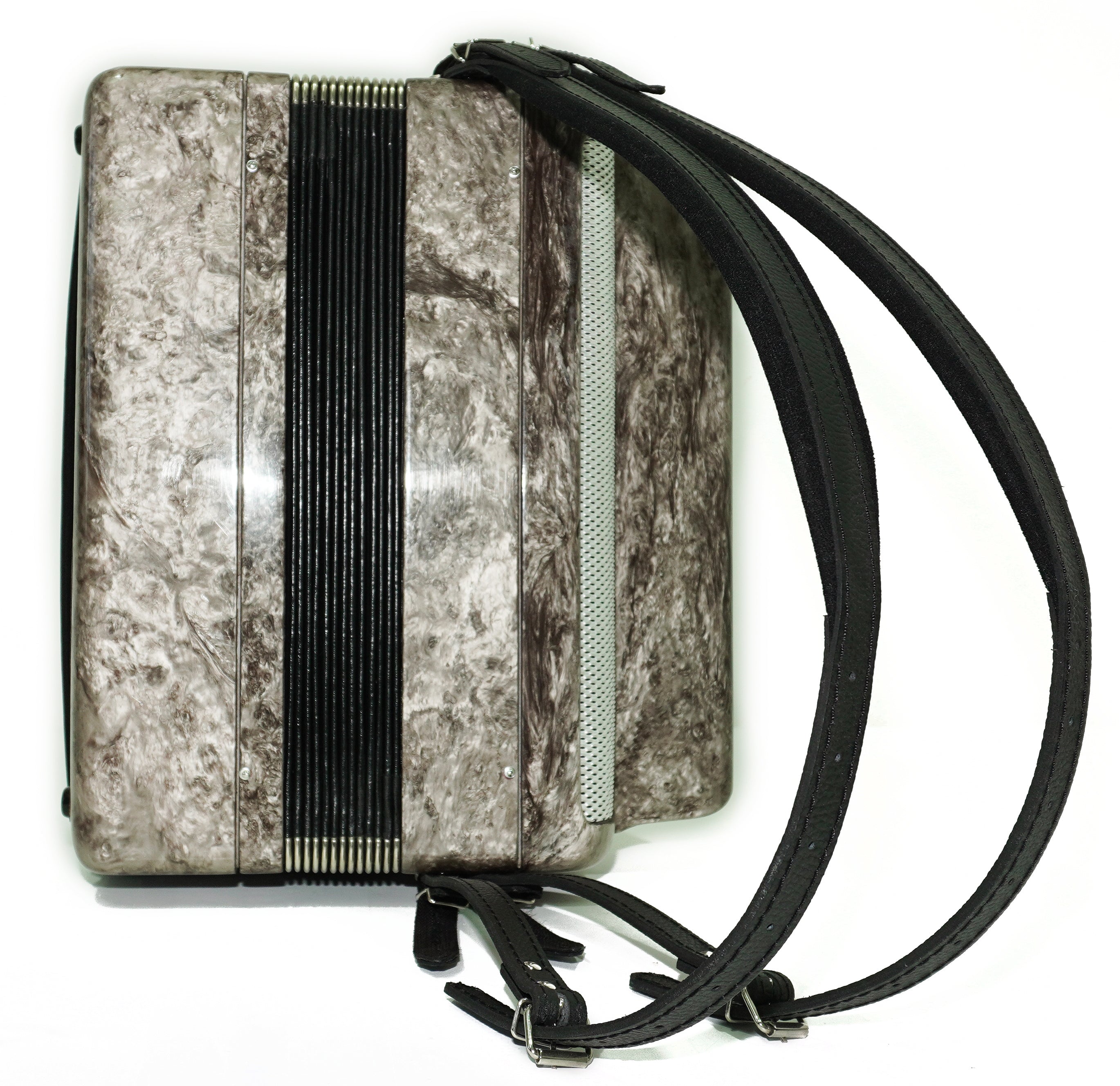 Tula Russian Bayan Tulskiy, 3 Row Chromatic Button Accordion, Vintage Music Box B System, New Straps and Soft Case, 2699