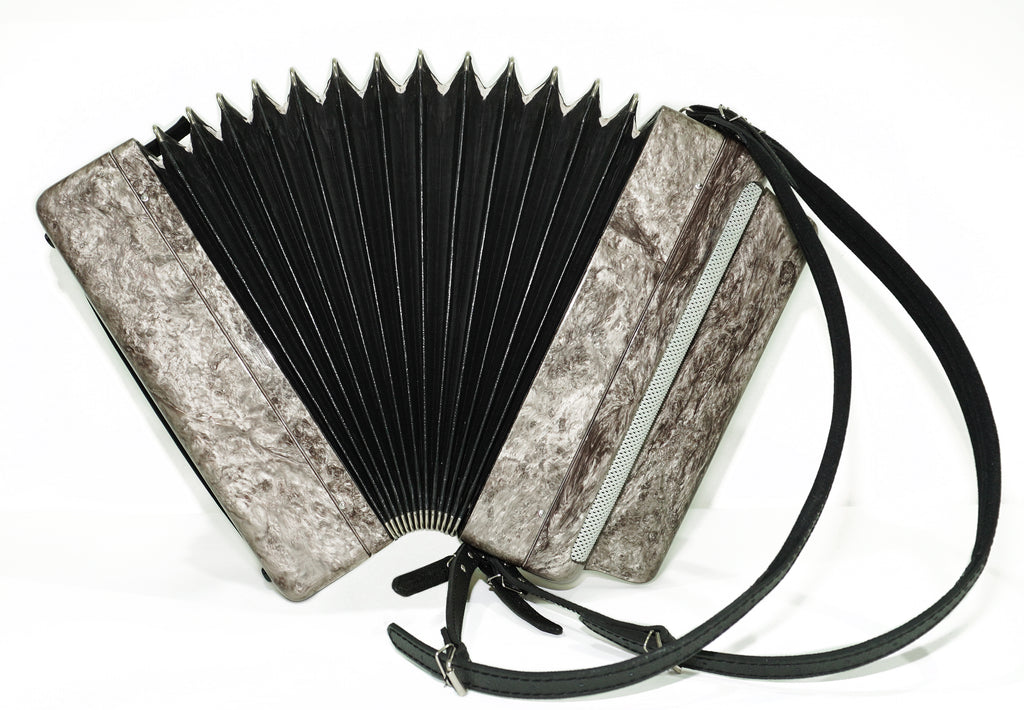 Tula Russian Bayan Tulskiy, 3 Row Chromatic Button Accordion, Vintage Music Box B System, New Straps and Soft Case, 2699