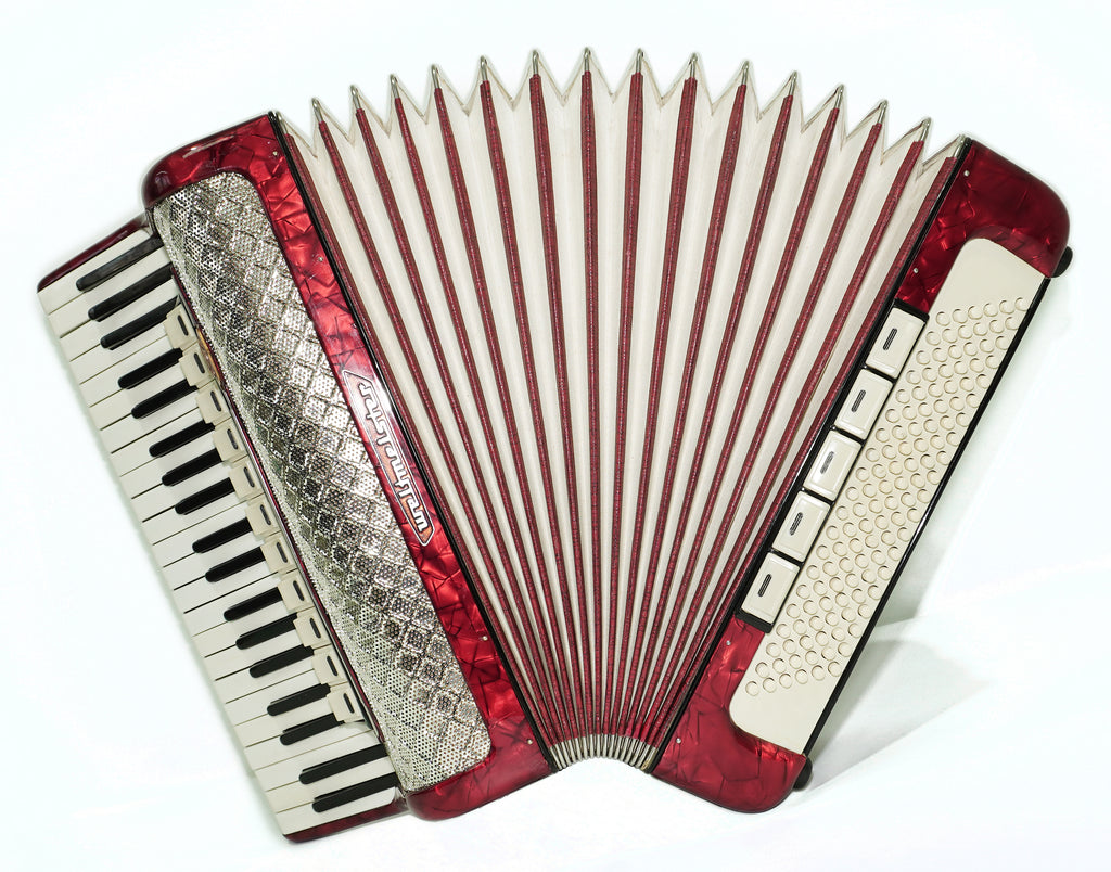 Weltmeister Accordion 120 Bass, German Full Size Keyboard Piano Accordian, New Straps and Soft Bag, 2730