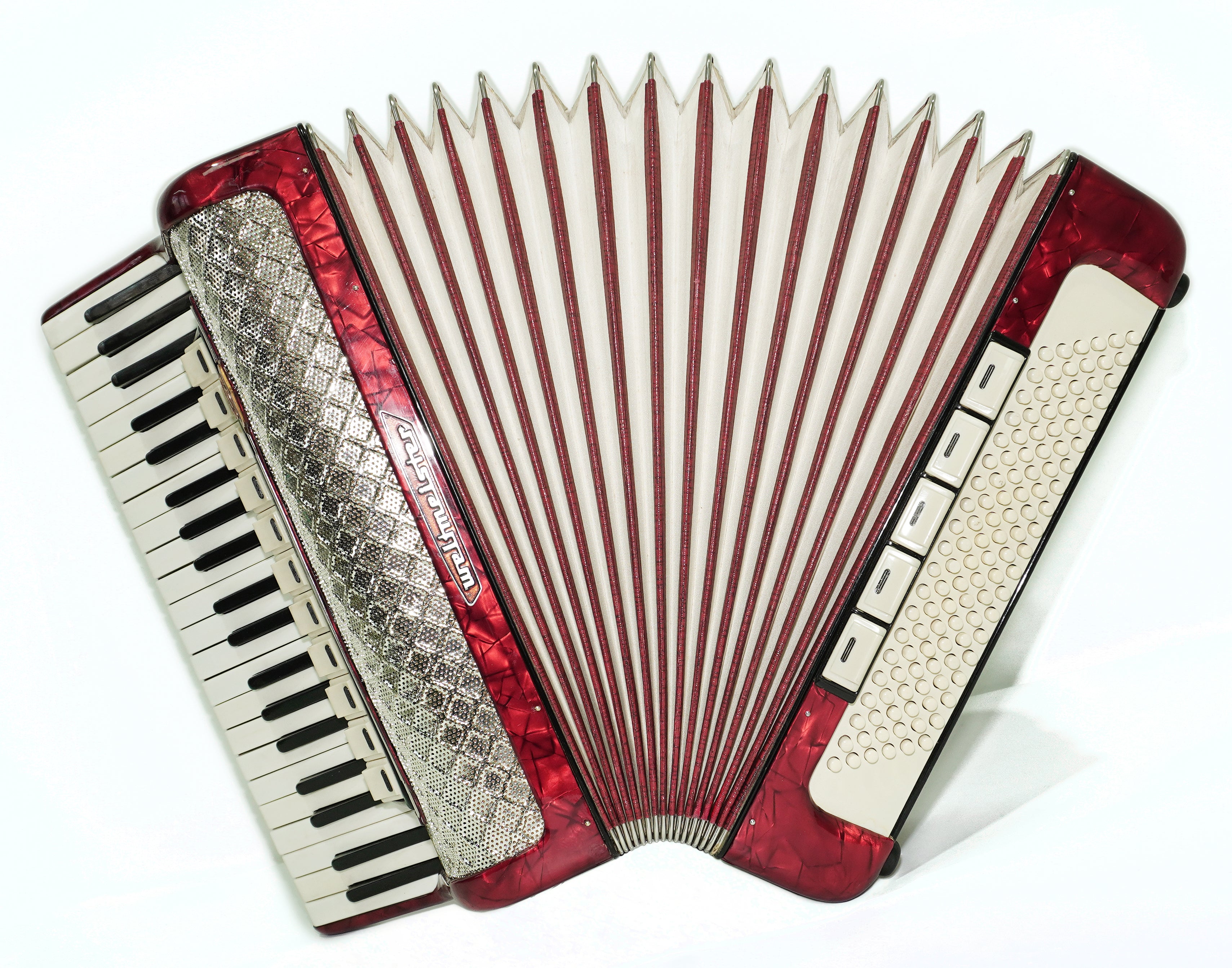 Weltmeister Accordion 120 Bass, German Full Size Keyboard Piano Accordian, New Straps and Soft Bag, 2730