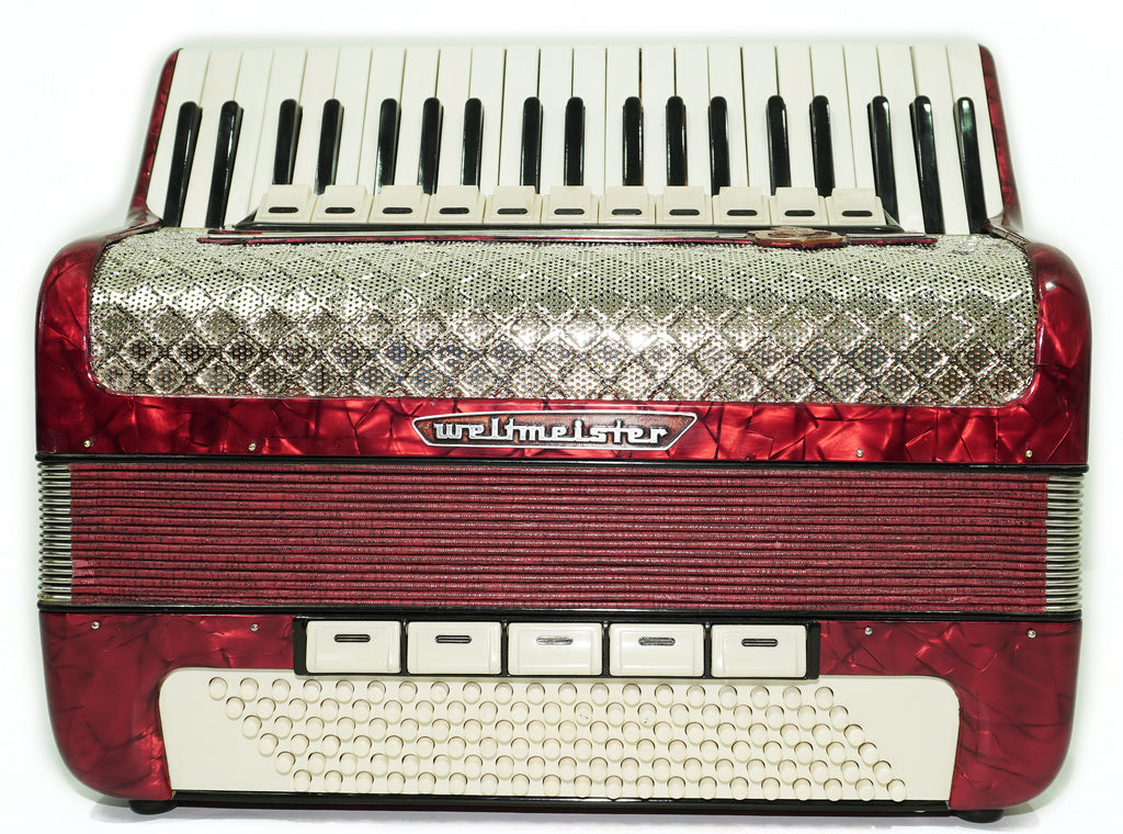 Weltmeister Accordion 120 Bass, German Full Size Keyboard Piano Accordian, New Straps and Soft Bag, 2730