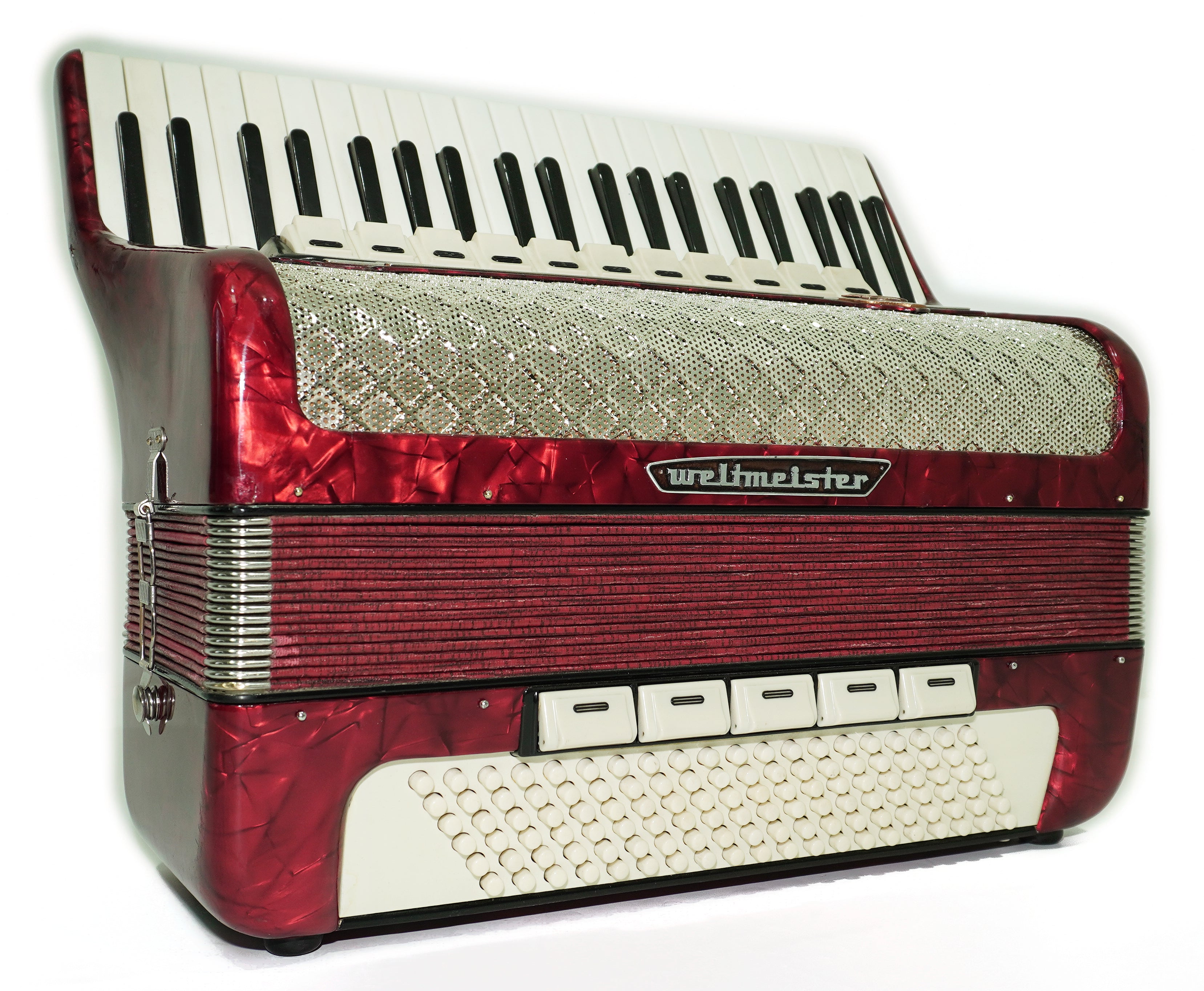 Weltmeister Accordion 120 Bass, German Full Size Keyboard Piano Accordian, New Straps and Soft Bag, 2730