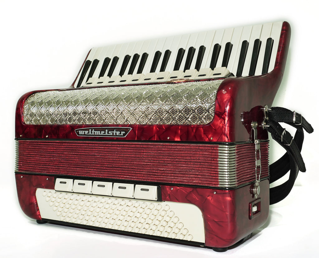 Weltmeister Accordion 120 Bass, German Full Size Keyboard Piano Accordian, New Straps and Soft Bag, 2730