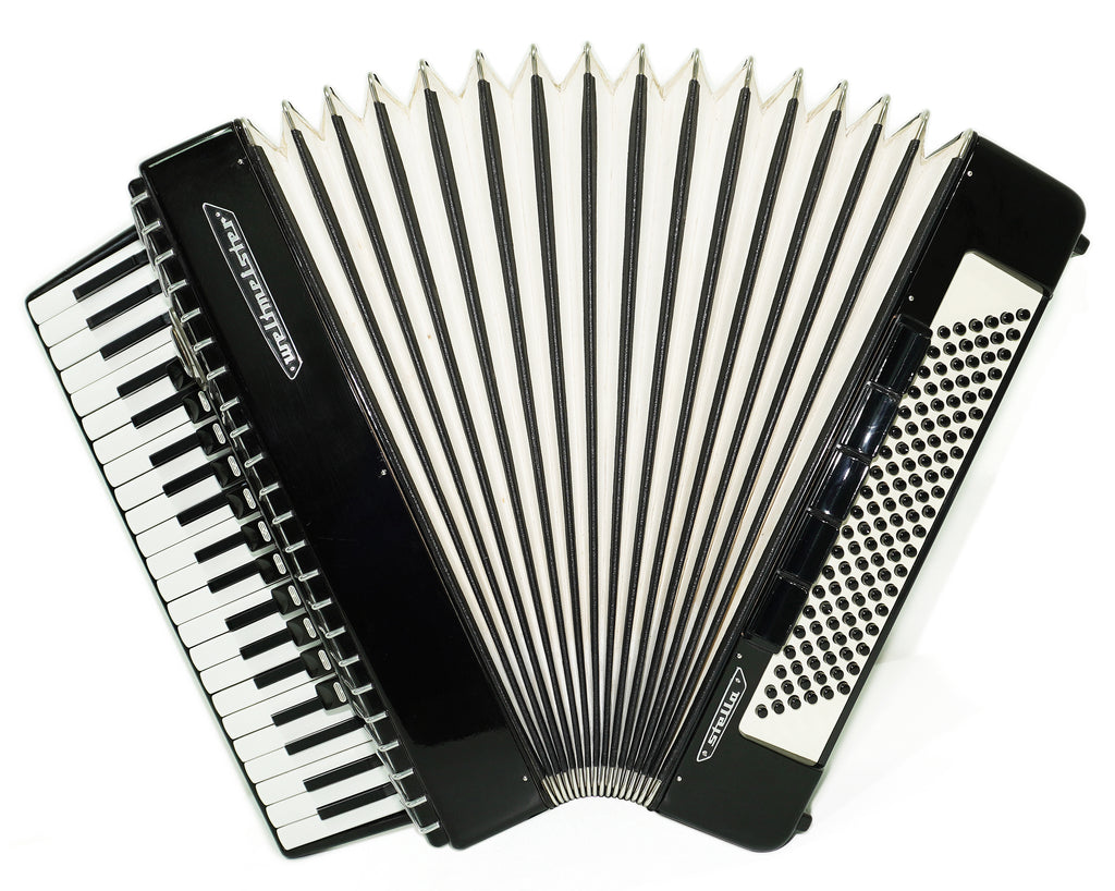Weltmeister Stella Accordion 120 Bass, German Full Size Keyboard Piano Accordian, New Straps and Soft Bag for Gift, 2703