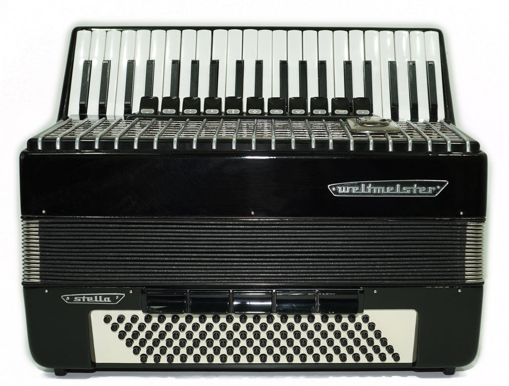 Weltmeister Stella Accordion 120 Bass, German Full Size Keyboard Piano Accordian, New Straps and Soft Bag for Gift, 2703