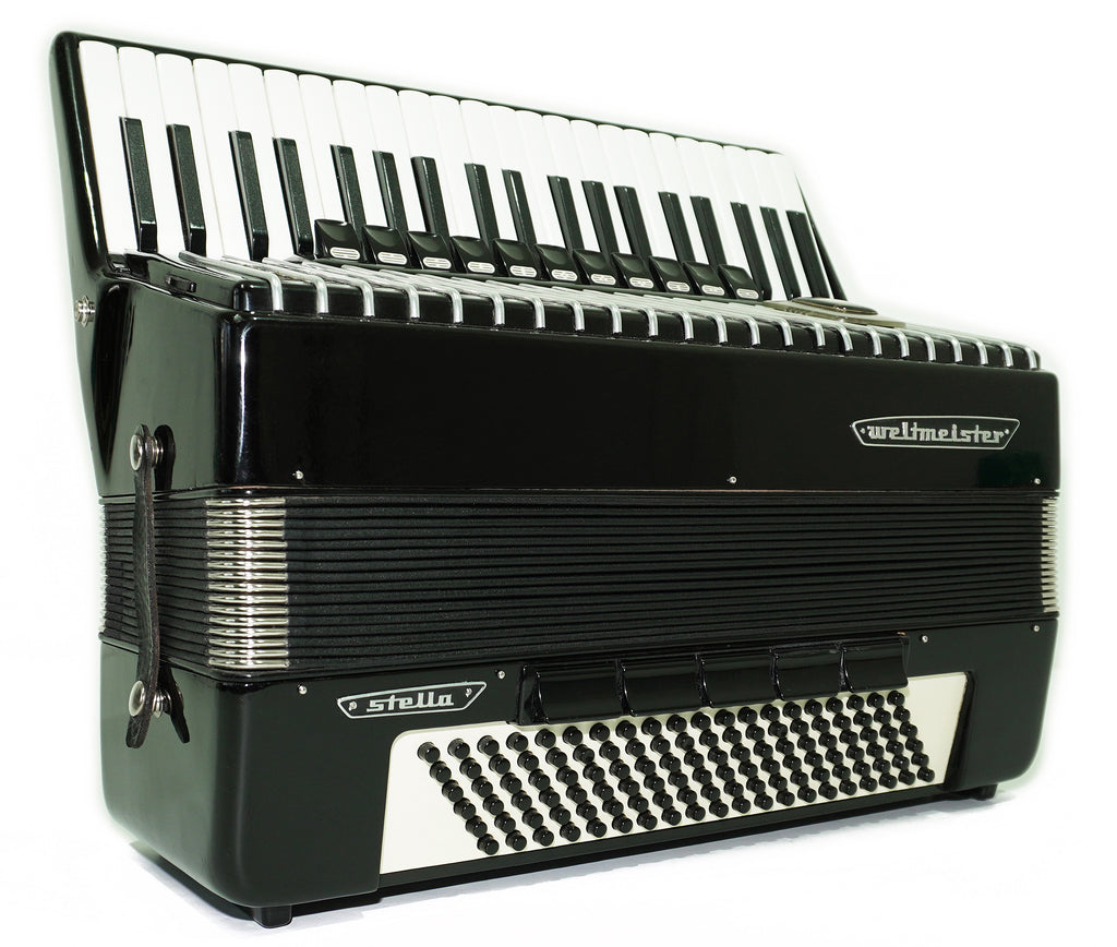 Weltmeister Stella Accordion 120 Bass, German Full Size Keyboard Piano Accordian, New Straps and Soft Bag for Gift, 2703