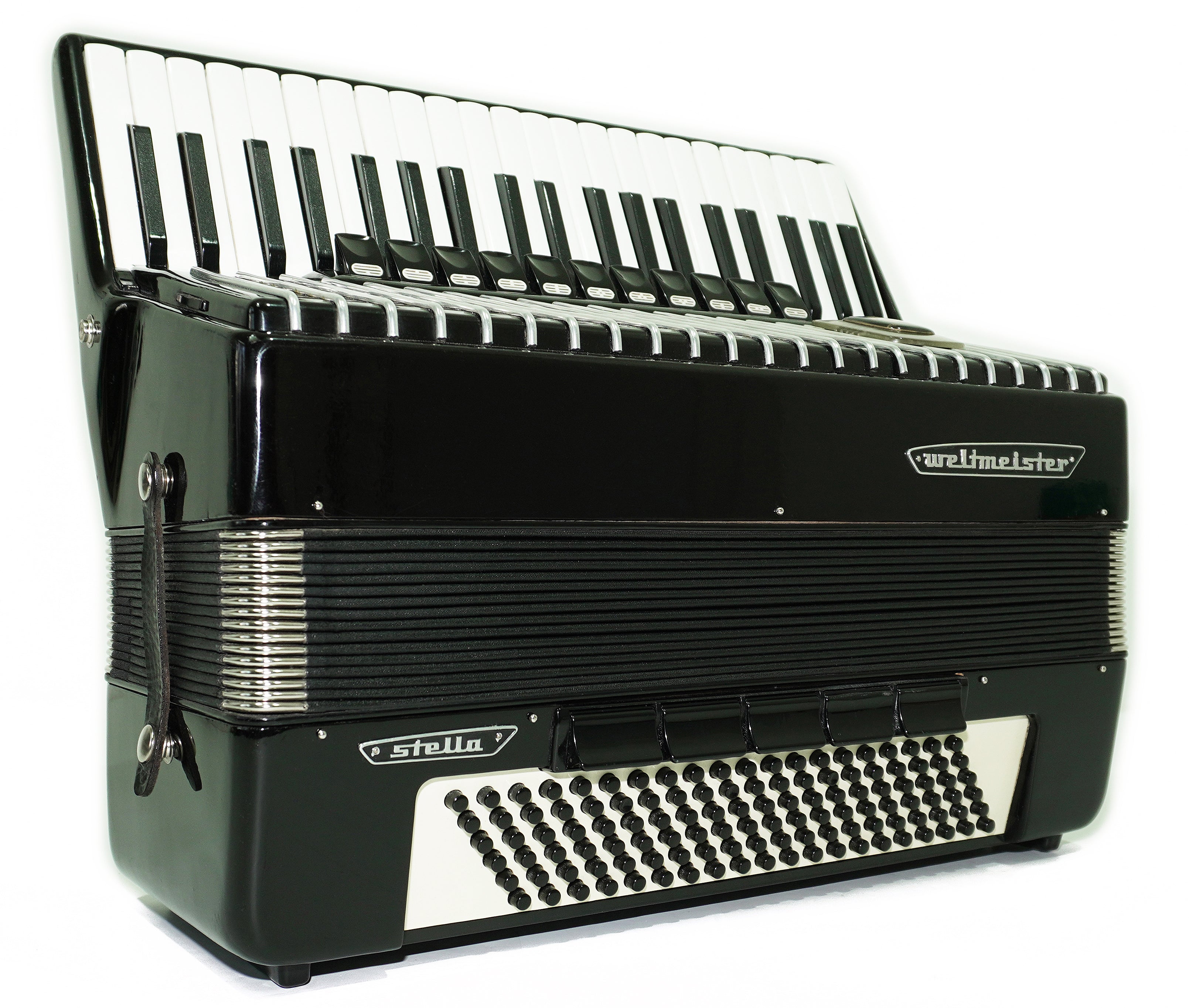 Weltmeister Stella Accordion 120 Bass, German Full Size Keyboard Piano Accordian, New Straps and Soft Bag for Gift, 2703