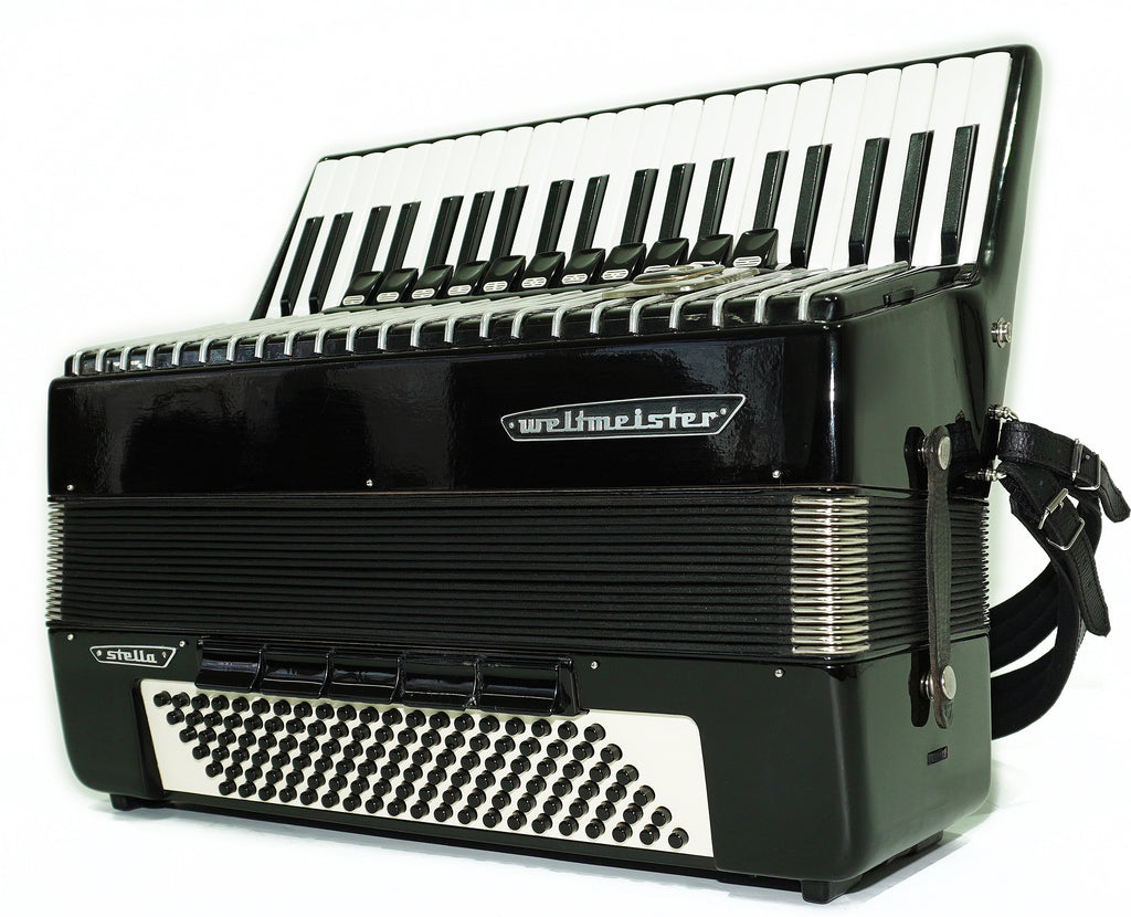 Weltmeister Stella Accordion 120 Bass, German Full Size Keyboard Piano Accordian, New Straps and Soft Bag for Gift, 2703