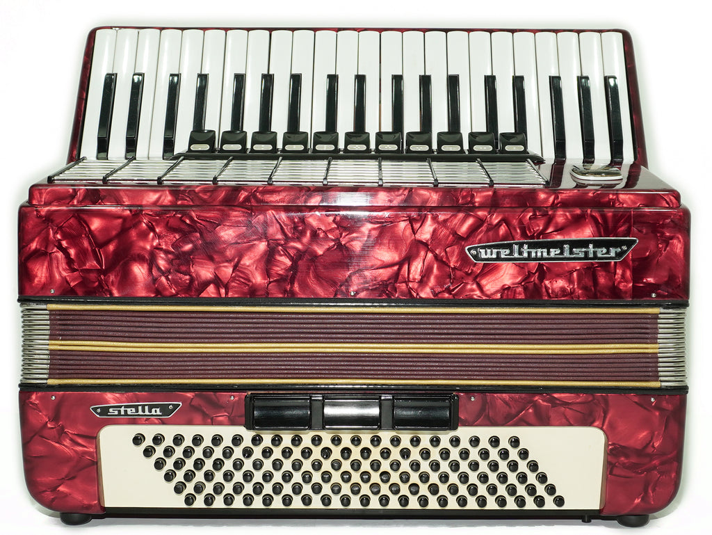 Vintage Weltmeister Stella Accordion 120 Bass, Old German Keyboard Piano Accordian, New Straps and Soft Bag for Gift, 2709