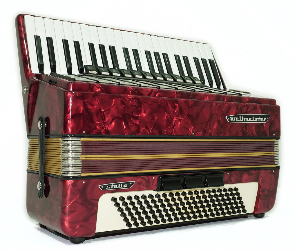 Vintage Weltmeister Stella Accordion 120 Bass, Old German Keyboard Piano Accordian, New Straps and Soft Bag for Gift, 2709