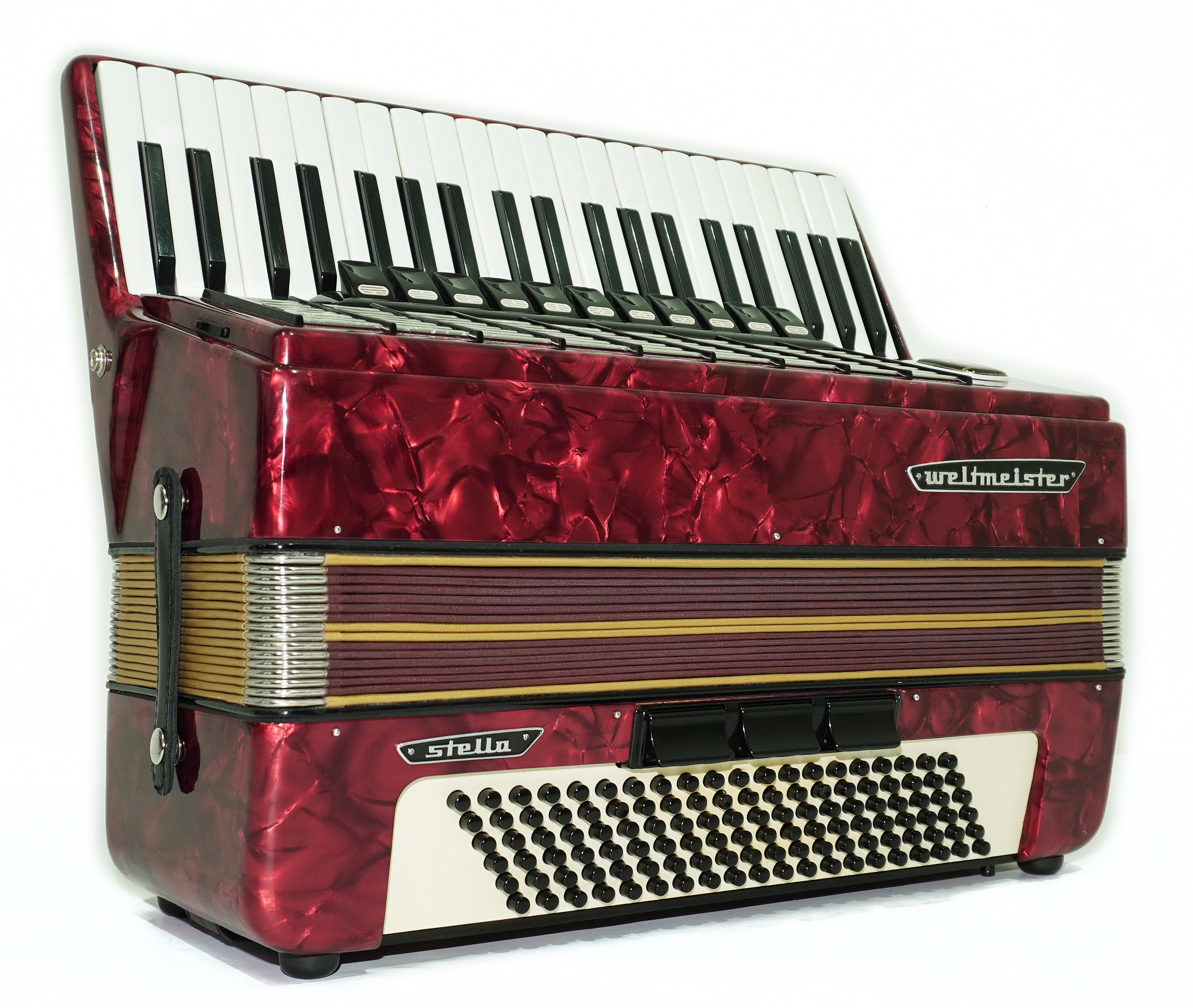 Vintage Weltmeister Stella Accordion 120 Bass, Old German Keyboard Piano Accordian, New Straps and Soft Bag for Gift, 2709