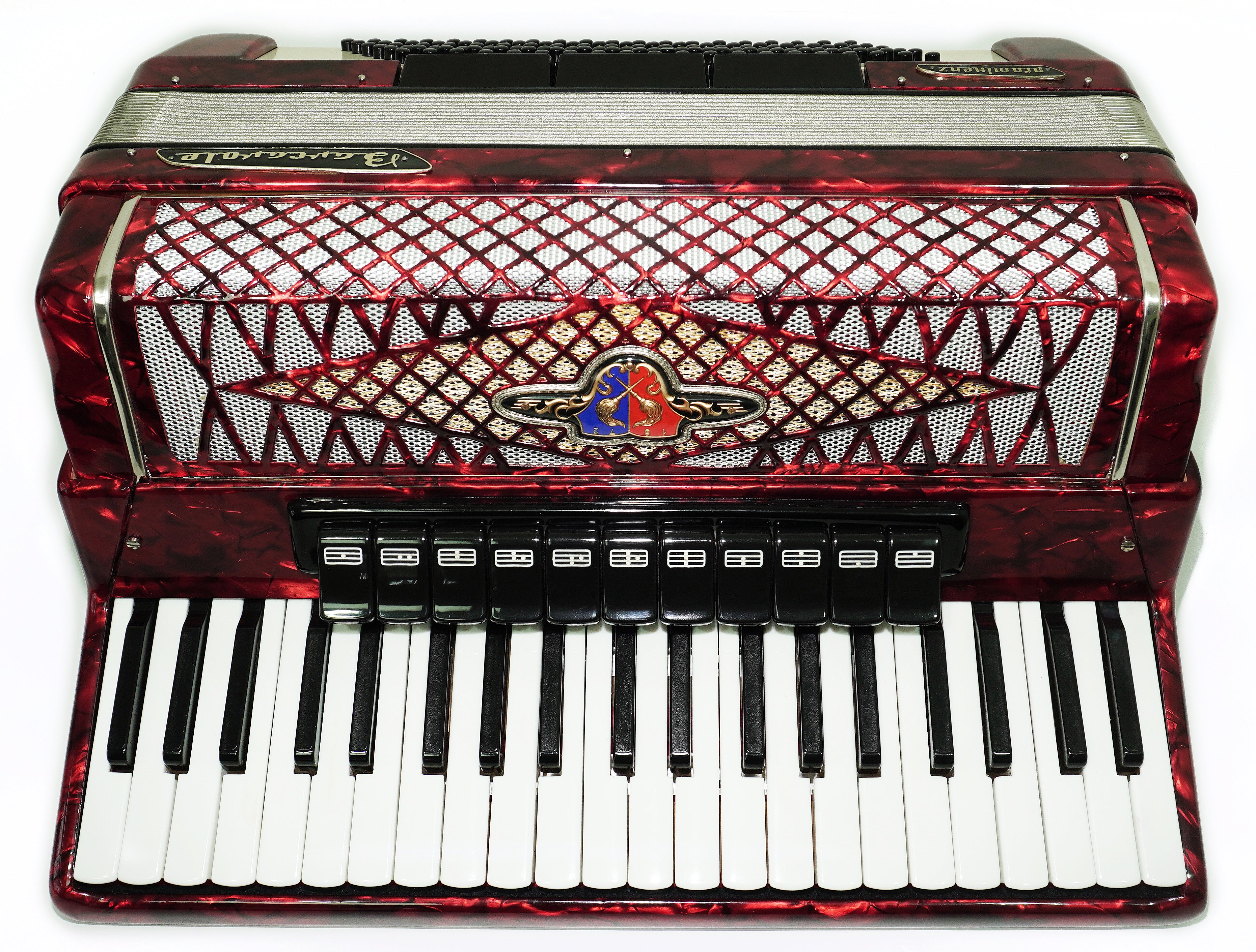 Professional Barcarole Prominenz Piano Accordion 120 Bass, made in Germany, Straps and Case, 2708