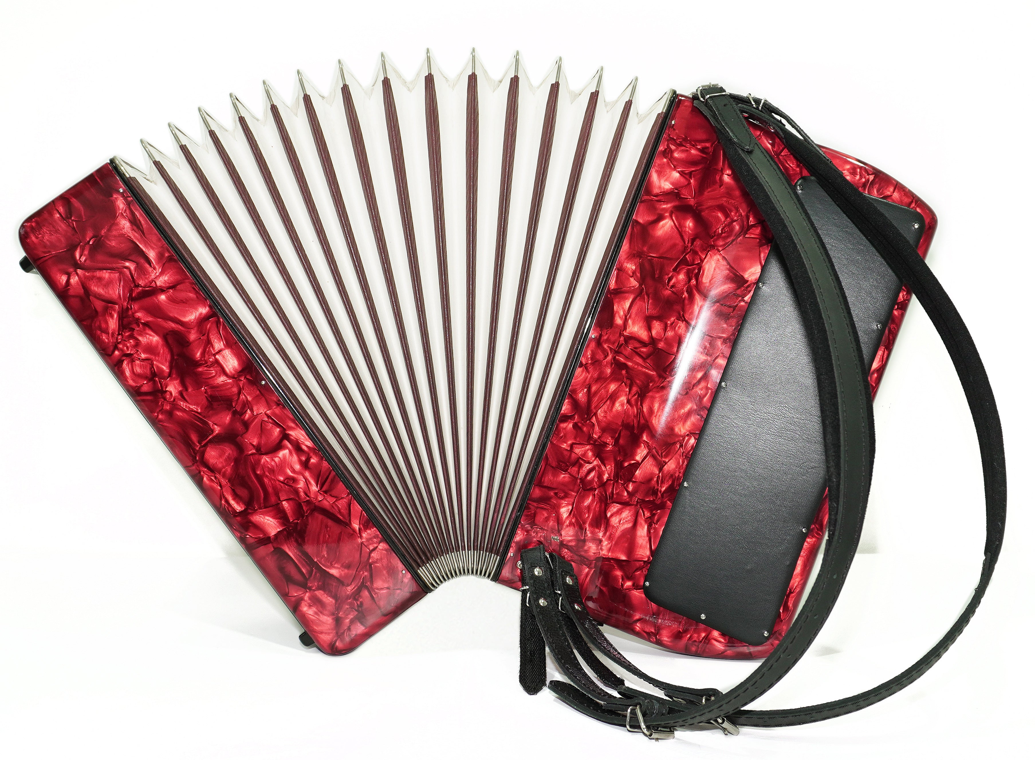 Weltmeister Grandina Button Accordion 120 Bass, made in Germany, 5 Row Bayan B Griff, Straps and Case, Vintage Professional Accordion, 2704