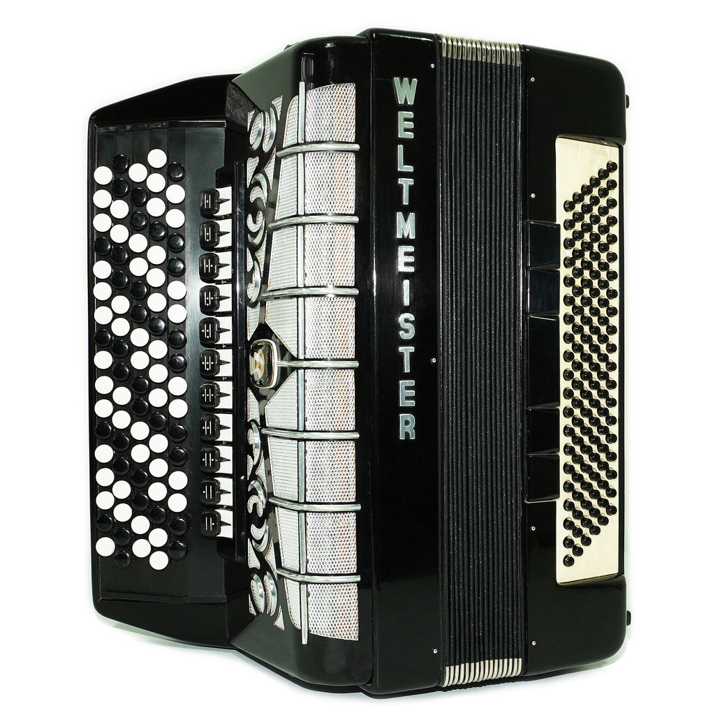 Vintage Weltmeister Grandina Button Accordion 120 Bass, made in Germany, 5 Row Bayan B Griff, Straps and Case, 2707
