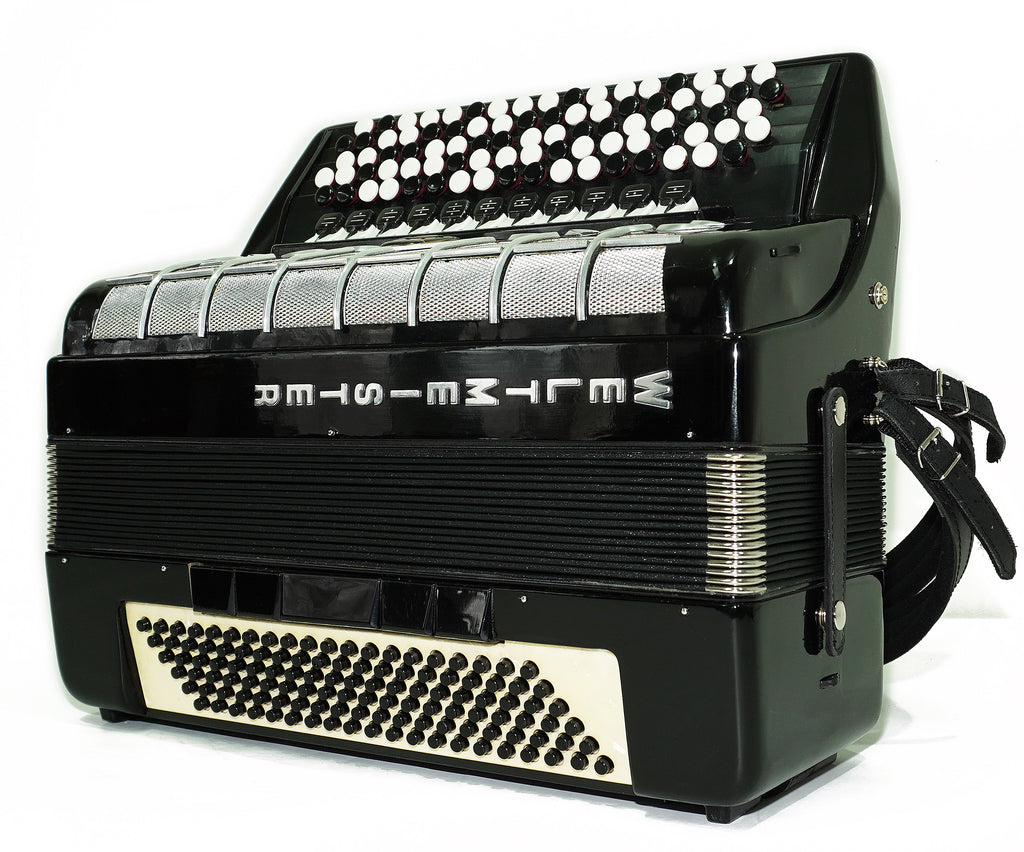 Vintage Weltmeister Grandina Button Accordion 120 Bass, made in Germany, 5 Row Bayan B Griff, Straps and Case, 2707