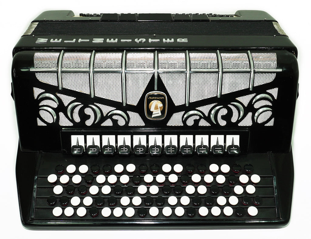 Vintage Weltmeister Grandina Button Accordion 120 Bass, made in Germany, 5 Row Bayan B Griff, Straps and Case, 2707